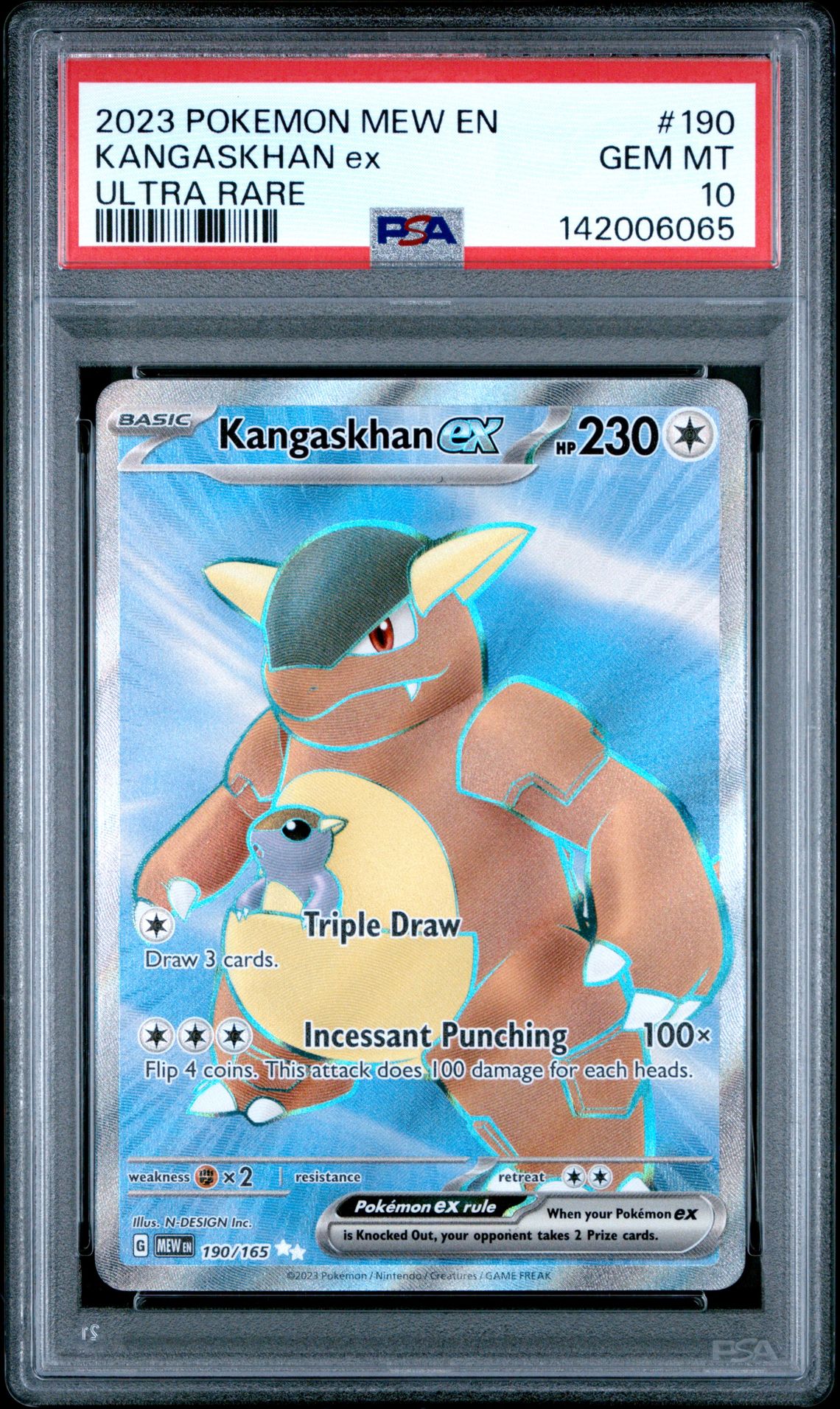 2023 Pokemon Mew En-151 Kangaskhan Ex #190 (Ultra Rare) Gem Mt 10 front