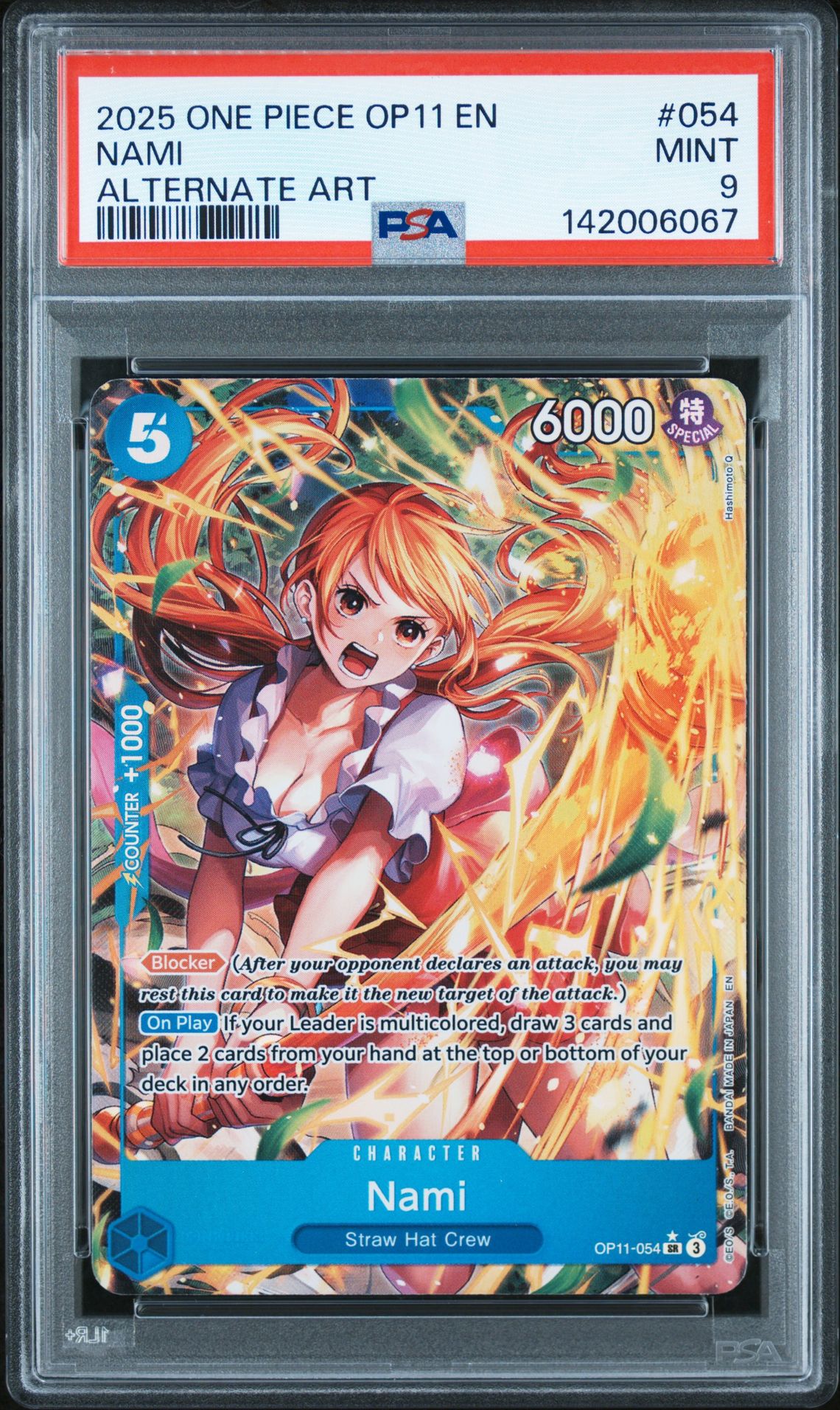 2025 One Piece Op11-A Fist Of Divine Speed Nami #054 (Alternate Art) Mint 9 front