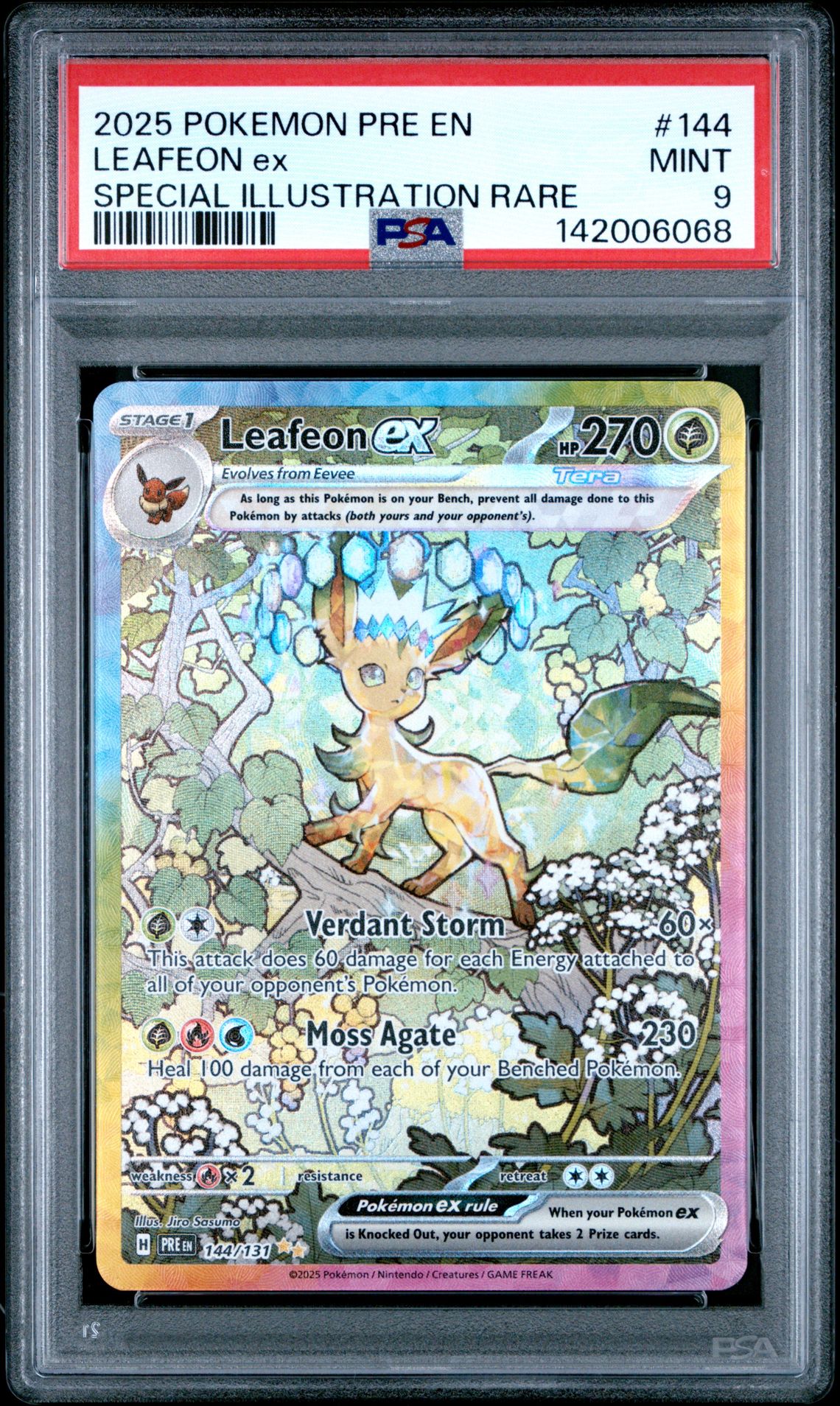 2025 Pokemon Pre En-Prismatic Evolutions Leafeon Ex #144 (Special Illustration Rare) Mint 9 front