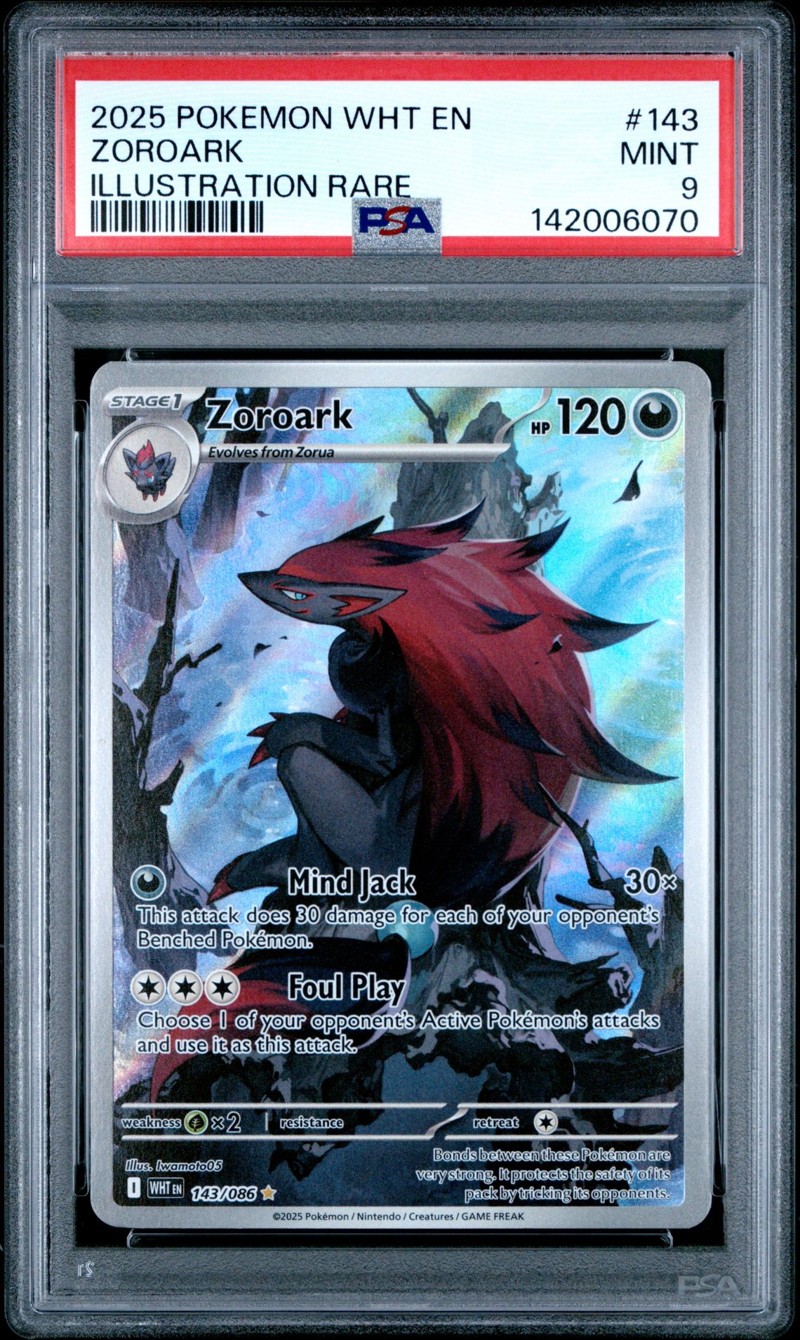 2025 Pokemon Wht En-White Flare Zoroark #143 (Illustration Rare) Mint 9 front