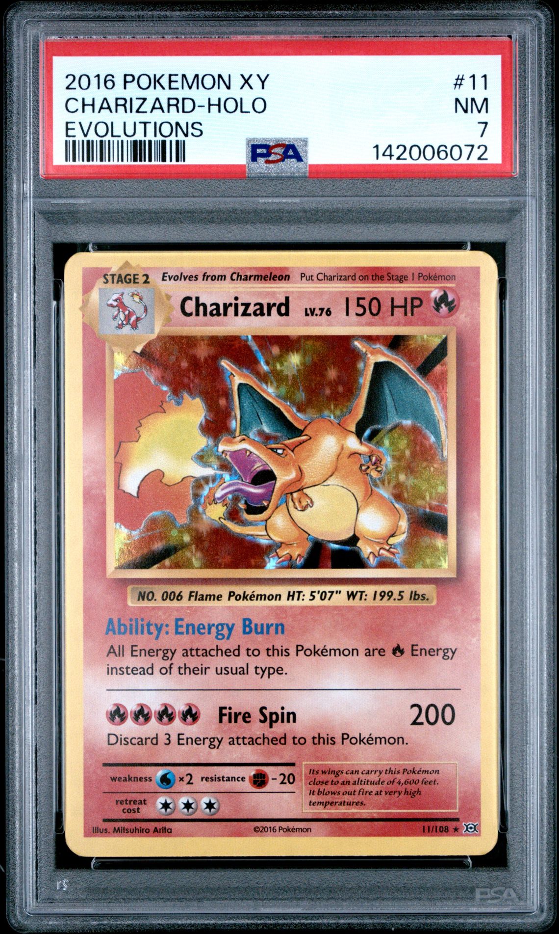 2016 Pokemon Xy Evolutions Charizard-Holo #11 (Evolutions) Nm 7 front