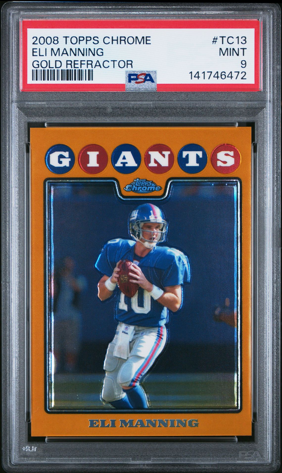 2008 Topps Chrome Eli Manning #Tc13 (Gold Refractor) Mint 9 front