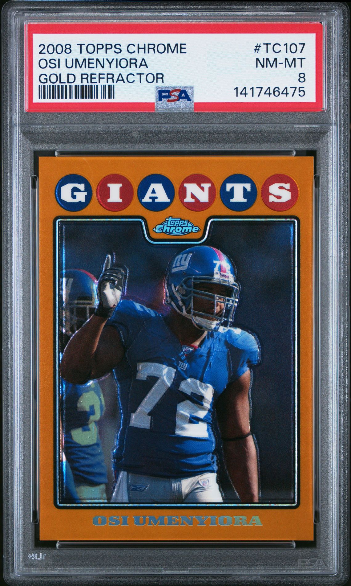 2008 Topps Chrome Osi Umenyiora #Tc107 (Gold Refractor) Nm-Mt 8 front