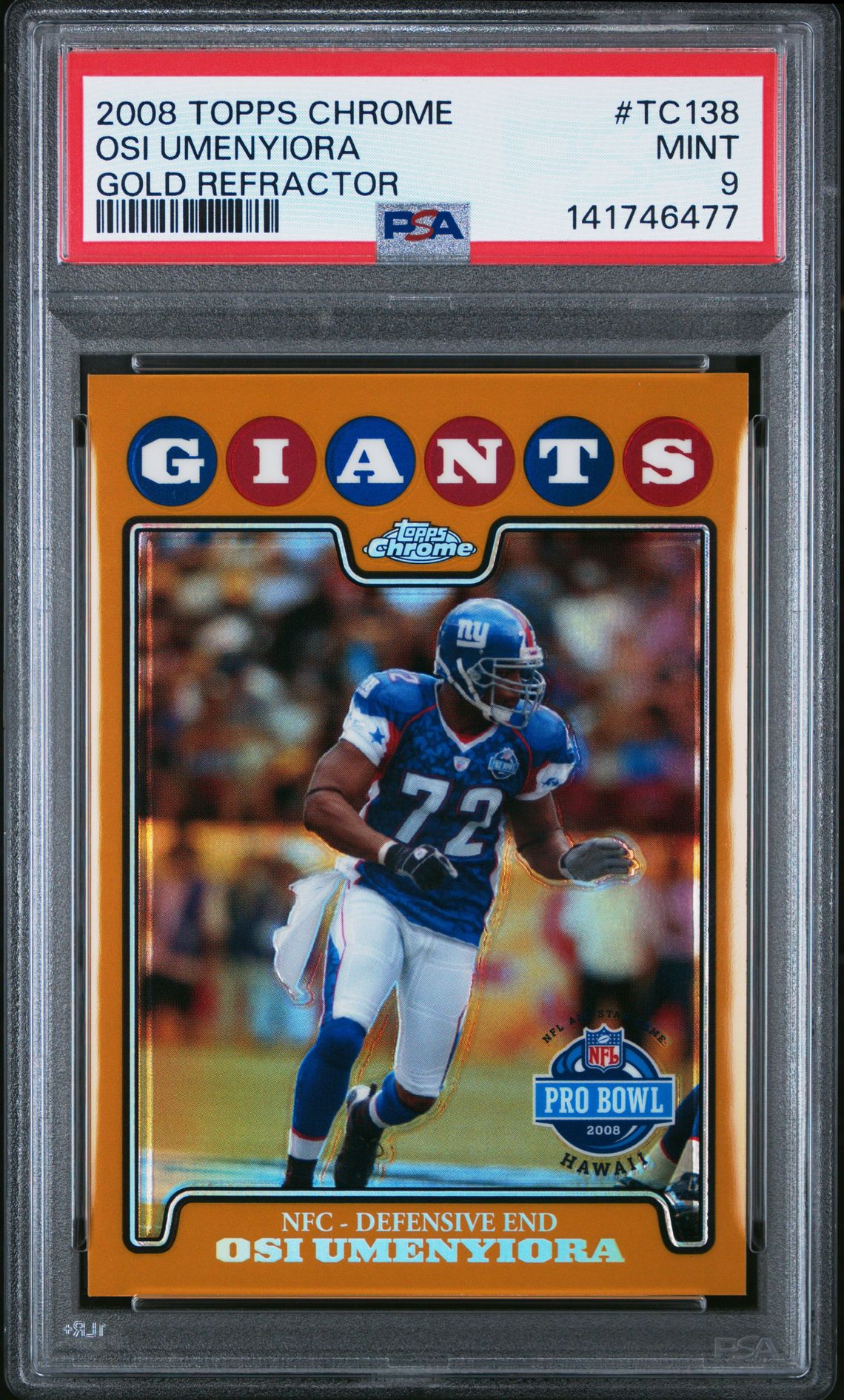 2008 Topps Chrome Osi Umenyiora #Tc138 (Gold Refractor) Mint 9 front