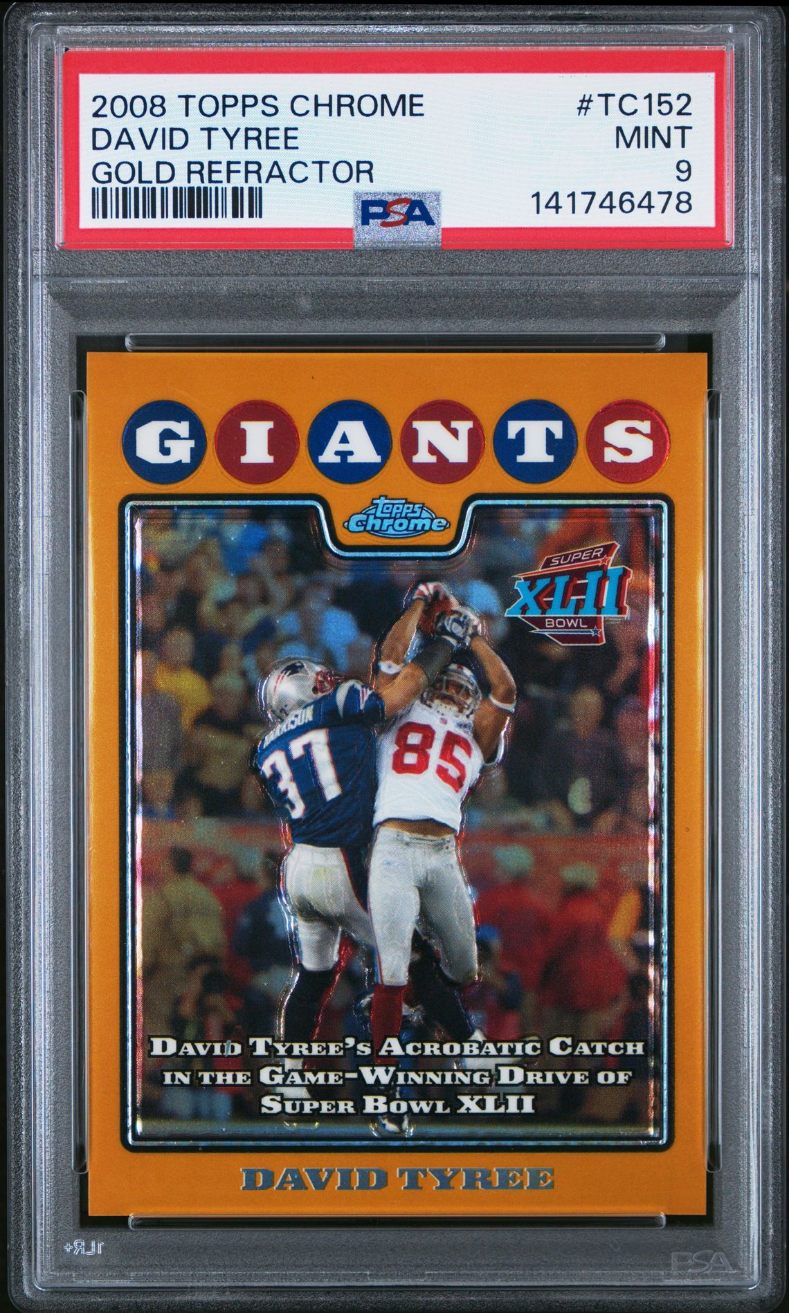 2008 Topps Chrome David Tyree #Tc152 (Gold Refractor) Mint 9 front