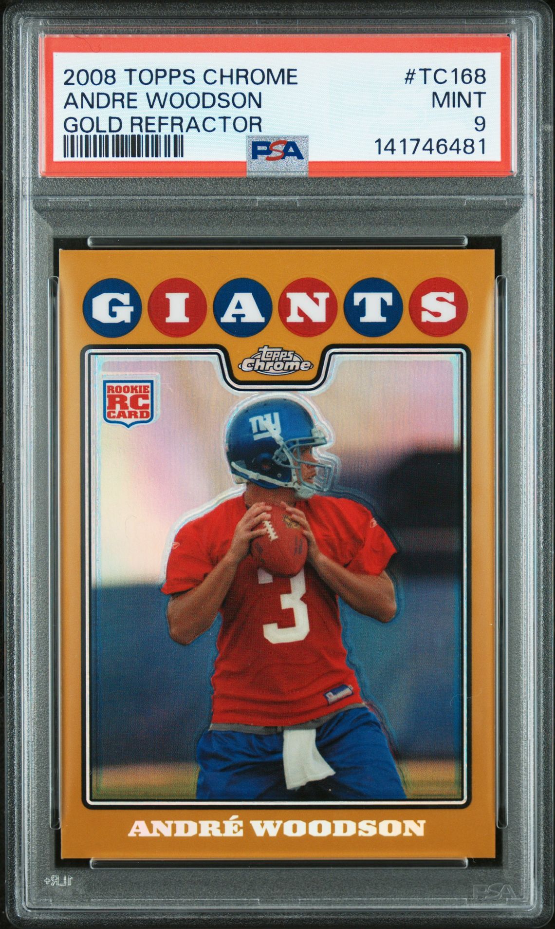 2008 Topps Chrome Andre Woodson #Tc168 (Gold Refractor) Mint 9 front