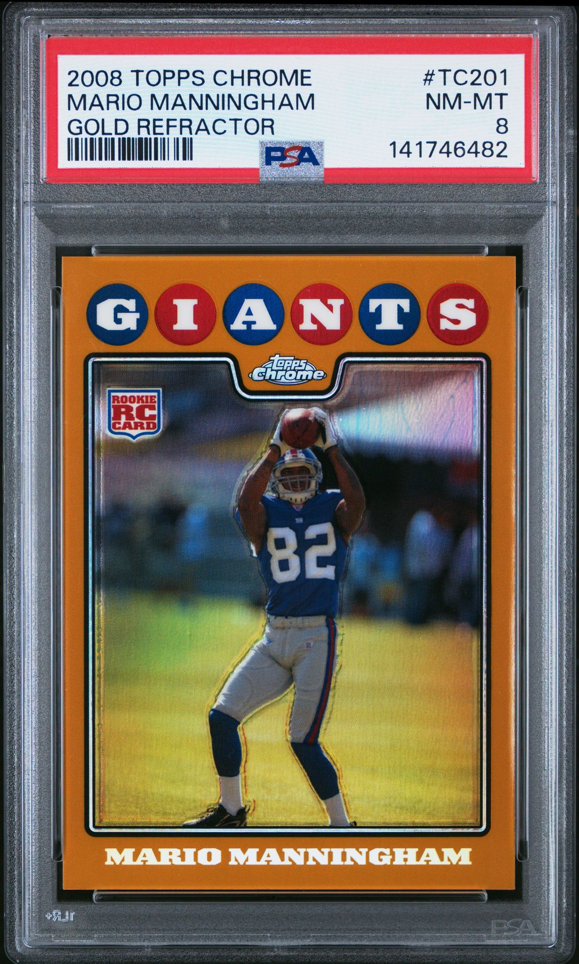 2008 Topps Chrome Mario Manningham #Tc201 (Gold Refractor) Nm-Mt 8 front
