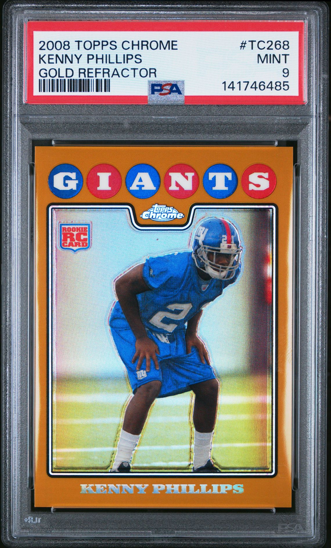 2008 Topps Chrome Kenny Phillips #Tc268 (Gold Refractor) Mint 9 front