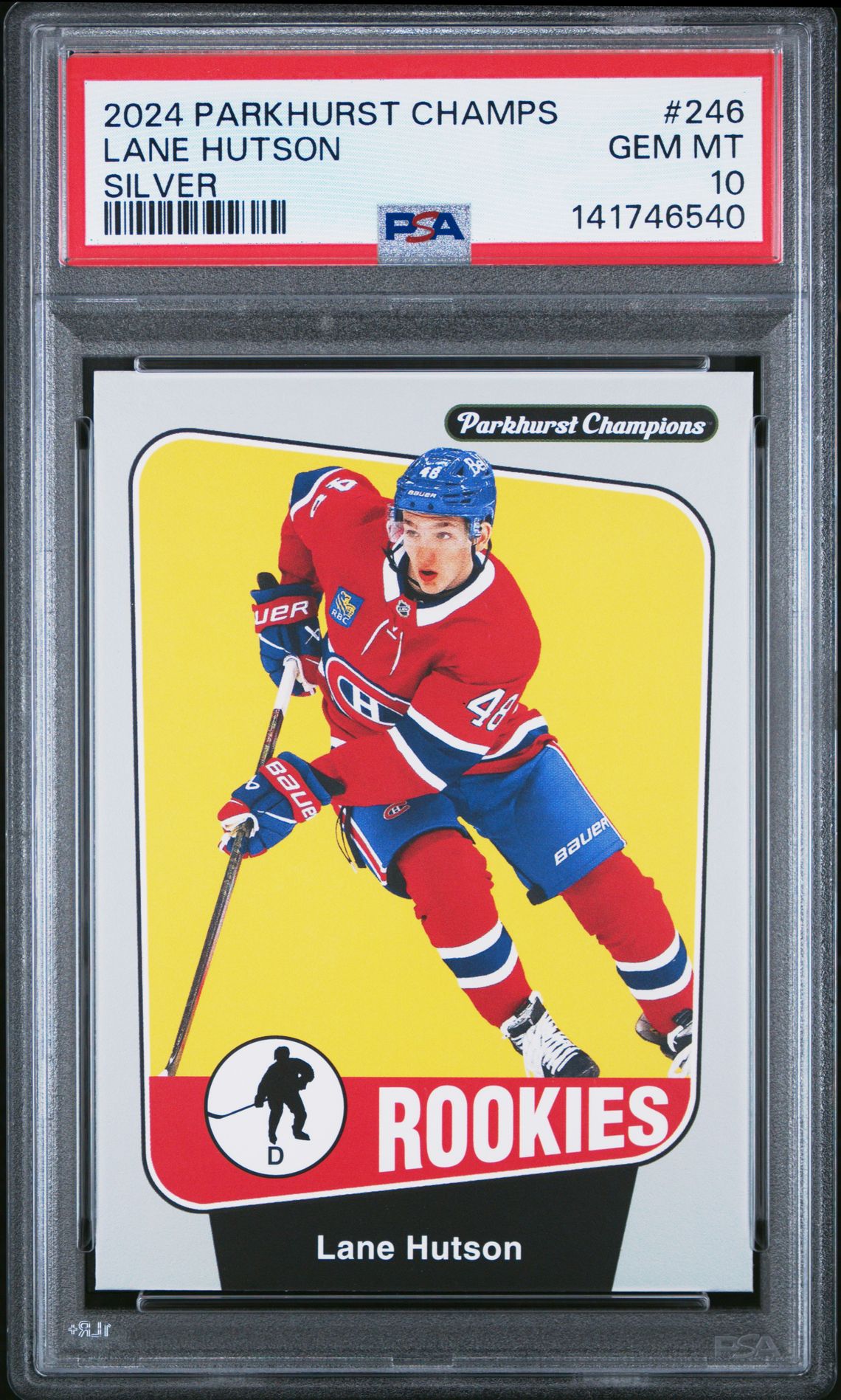 2024 Upper Deck Parkhurst Champions Lane Hutson #246 (Silver) Gem Mt 10 front