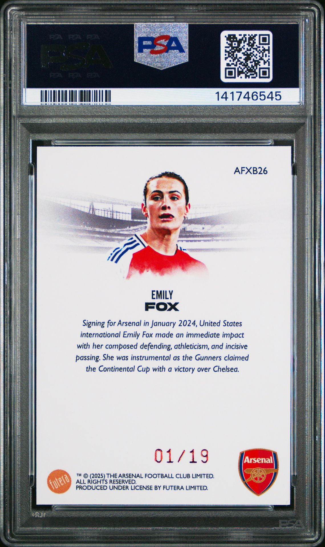 2024-25 Futera Arsenal Fx Collection Emily Fox #26 (Red) Gem Mt 10 back