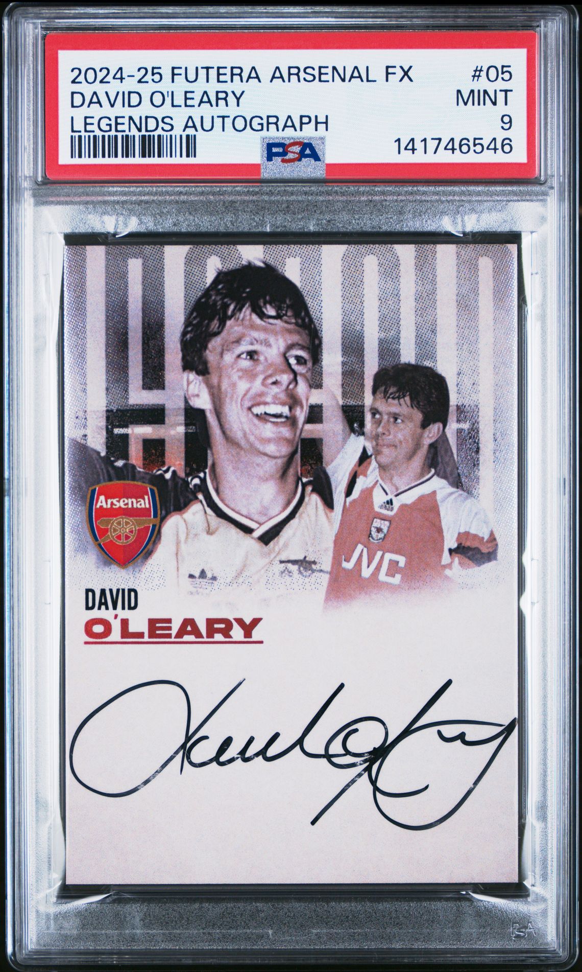 2024-25 Futera Arsenal Fx Collection Legends Autographs David O'leary #05 Mint 9 front