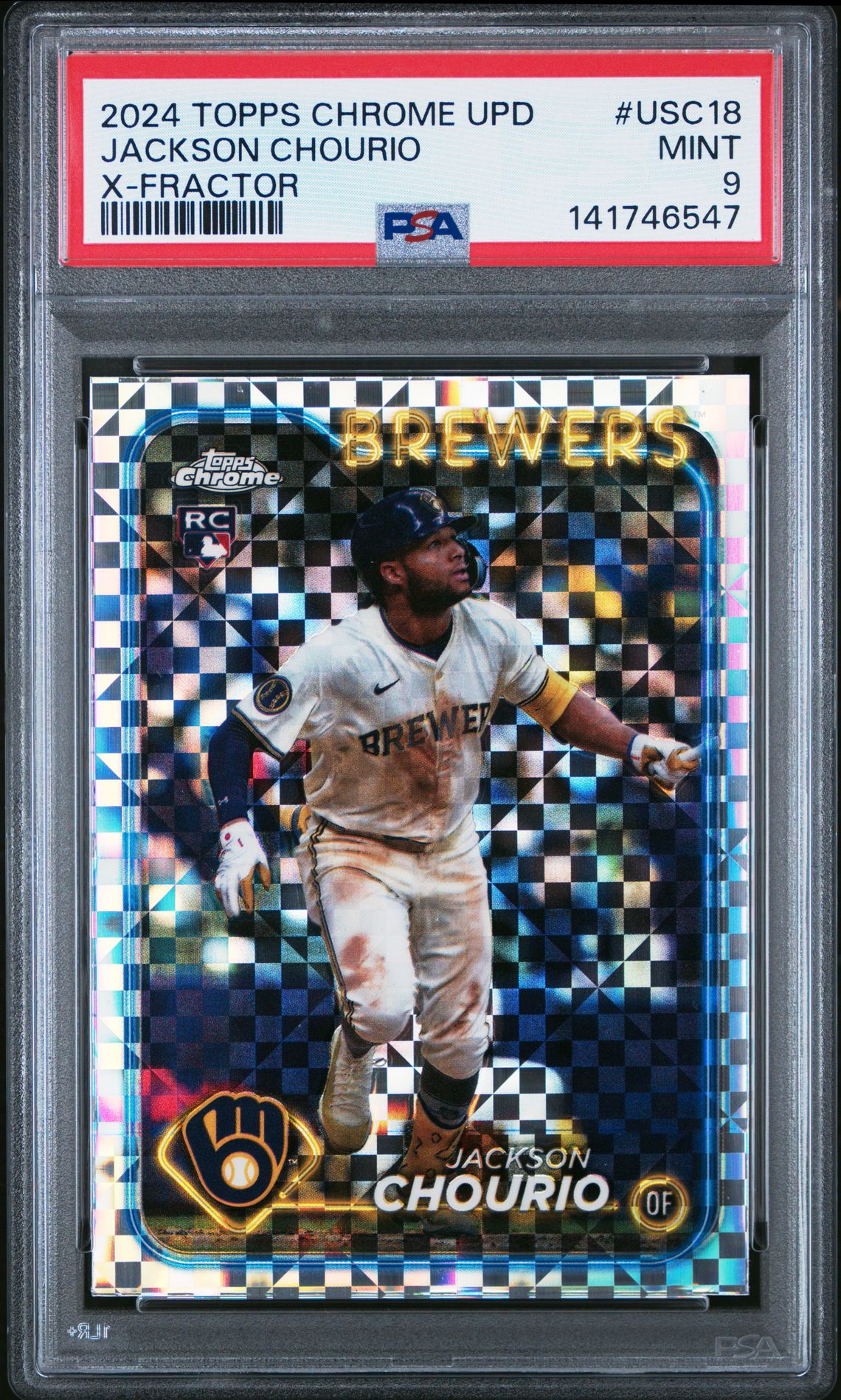 2024 Topps Chrome Update Jackson Chourio #Usc18 (X-Fractor) Mint 9 front