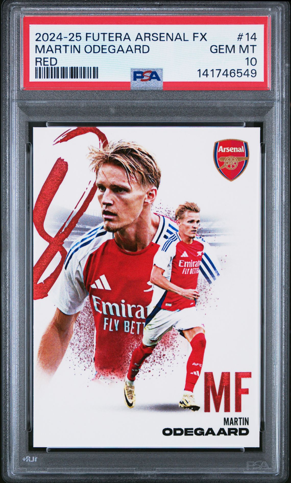 2024-25 Futera Arsenal Fx Collection Martin Odegaard #14 (Red) Gem Mt 10 front