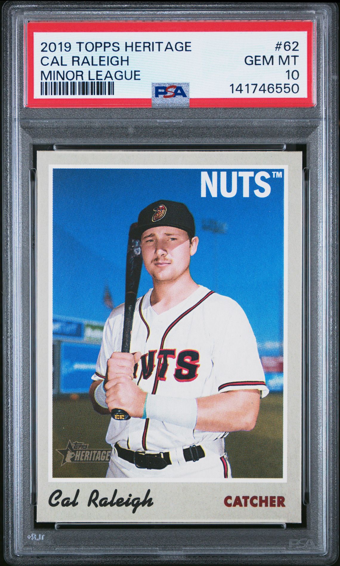 2019 Topps Heritage Minor League Cal Raleigh #62 (Minor League) Gem Mt 10 front