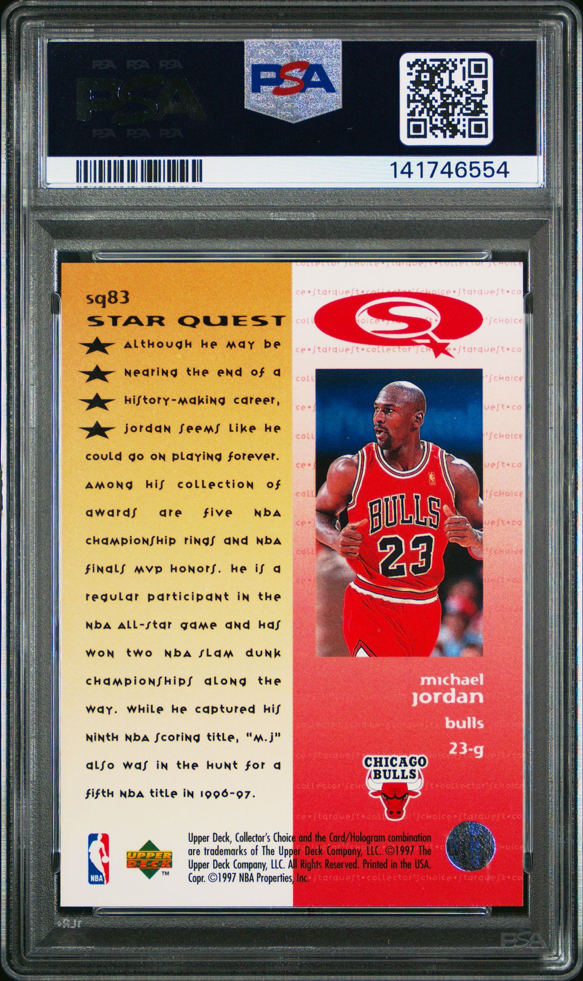 1997 Collector's Choice Starquest Michael Jordan #Sq83 (Starquest) Nm-Mt 8 back
