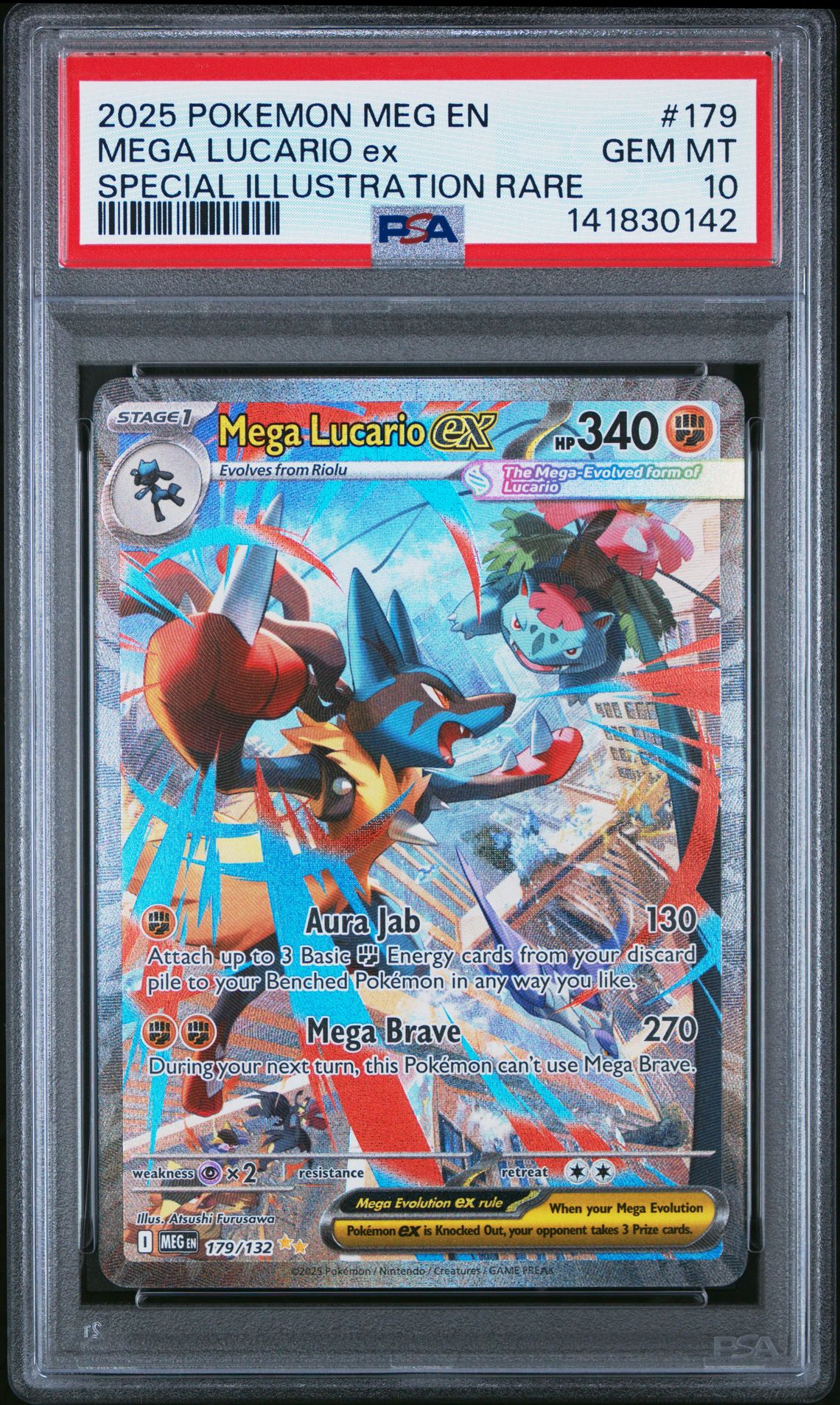 2025 Pokemon Meg En-Mega Evolution Mega Lucario Ex #179 (Special Illustration Rare) Gem Mt 10 front