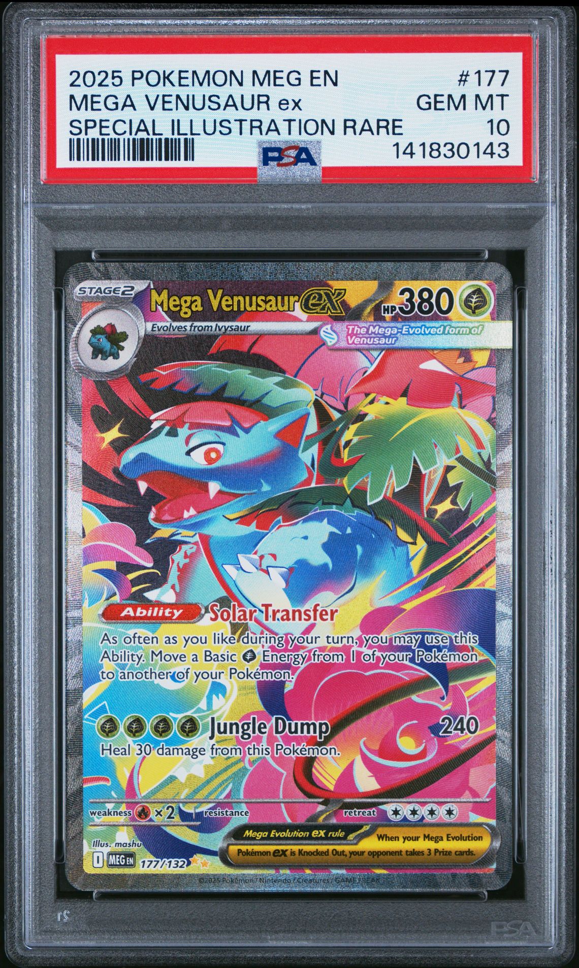 2025 Pokemon Meg En-Mega Evolution Mega Venusaur Ex #177 (Special Illustration Rare) Gem Mt 10 front