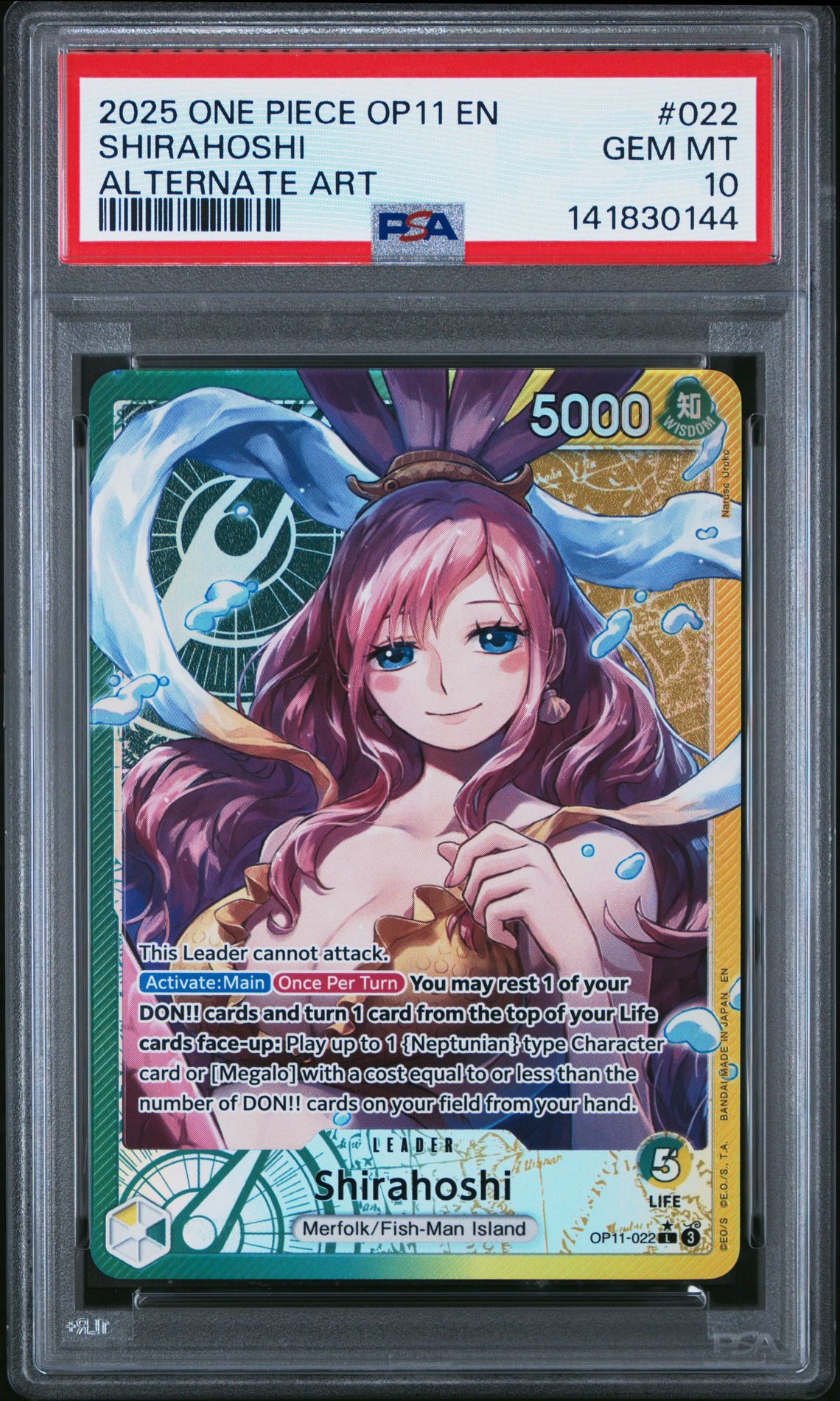 2025 One Piece Op11-A Fist Of Divine Speed Shirahoshi #022 (Alternate Art) Gem Mt 10 front