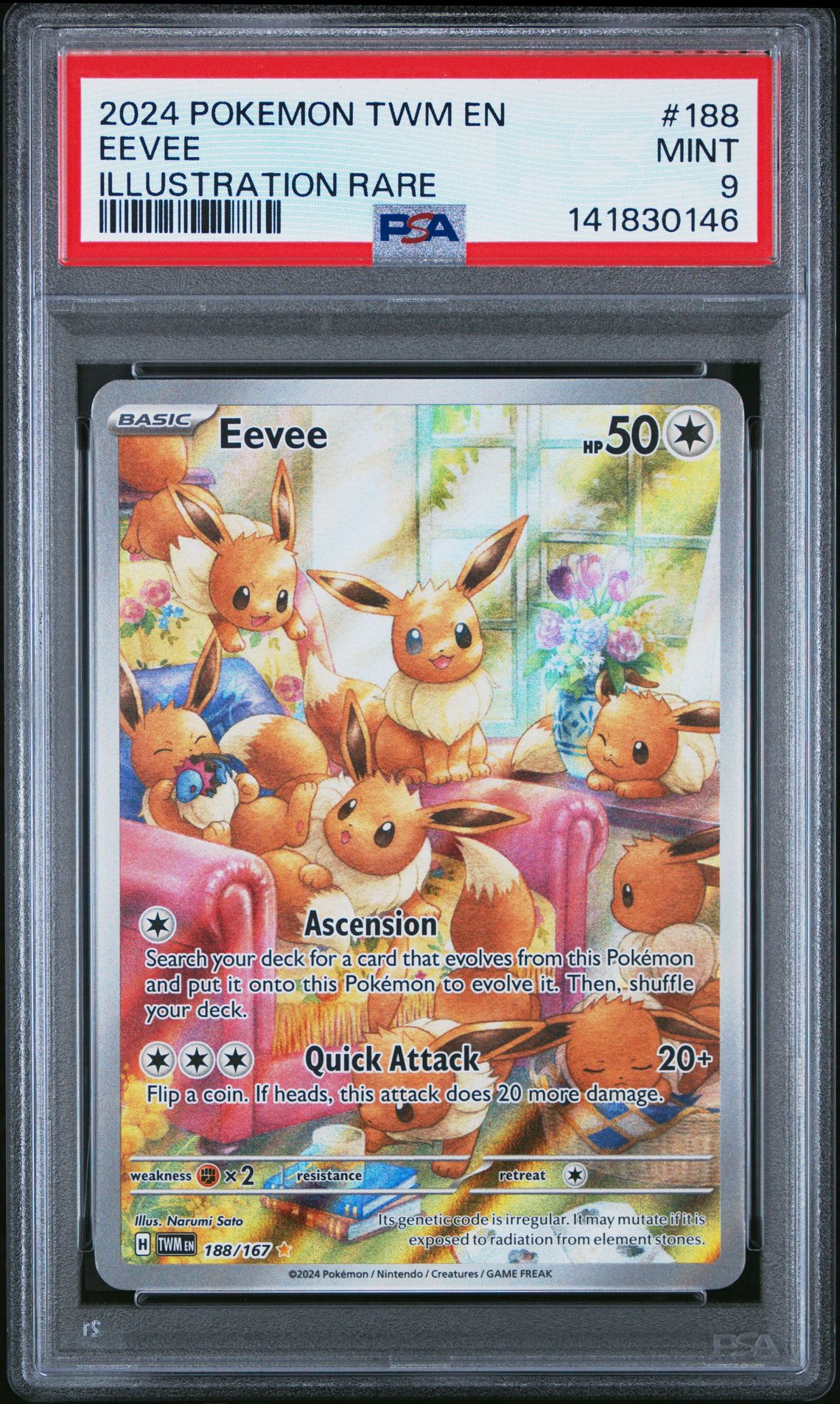2024 Pokemon Twm En-Twilight Masquerade Eevee #188 (Illustration Rare) Mint 9 front