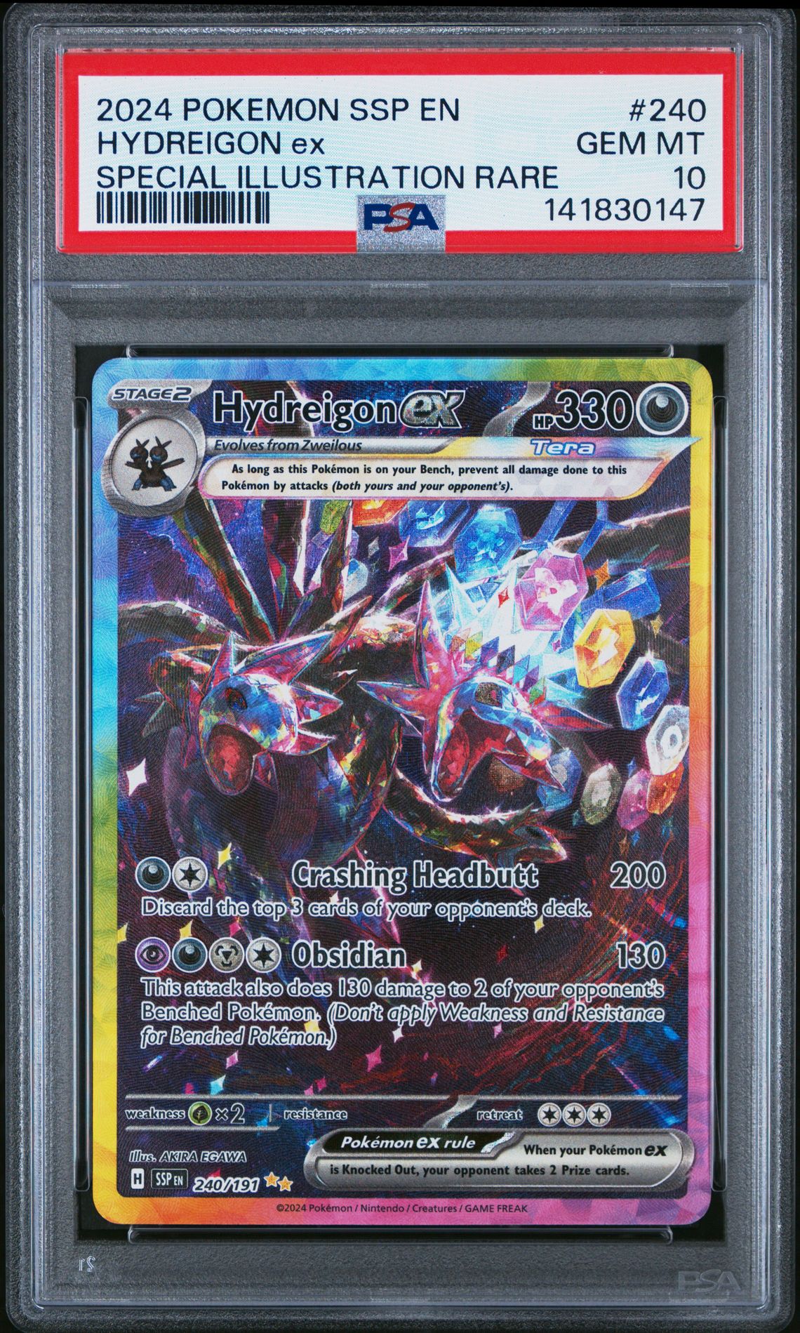 2024 Pokemon Ssp En-Surging Sparks Hydreigon Ex #240 (Special Illustration Rare) Gem Mt 10 front