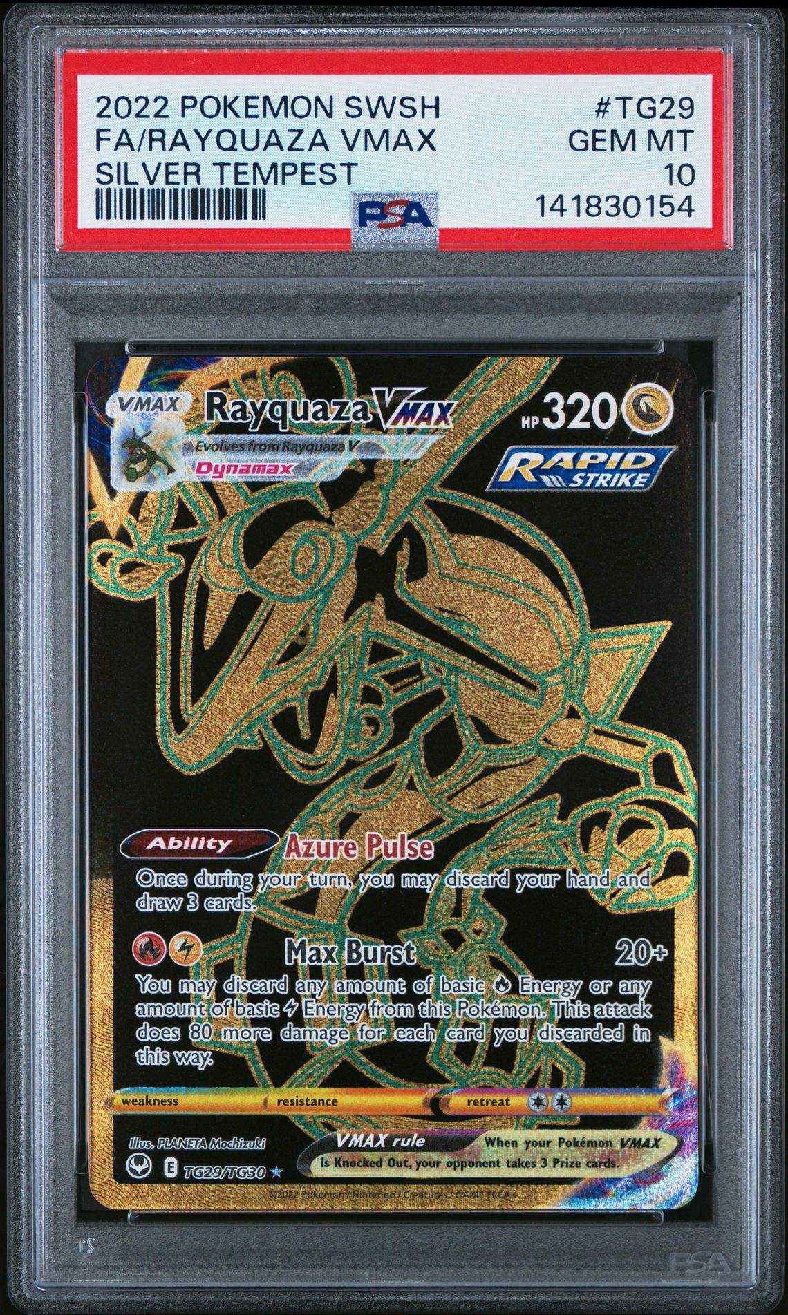 2022 Pokemon Sword & Shield Silver Tempest Fa/Rayquaza Vmax #Tg29 (Silver Tempest) Gem Mt 10 front