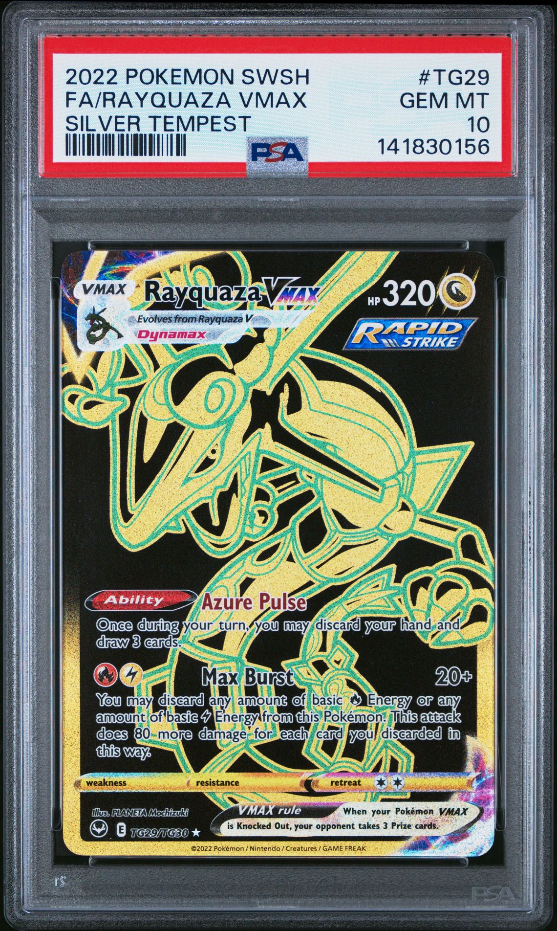 2022 Pokemon Sword & Shield Silver Tempest Fa/Rayquaza Vmax #Tg29 (Silver Tempest) Gem Mt 10 front