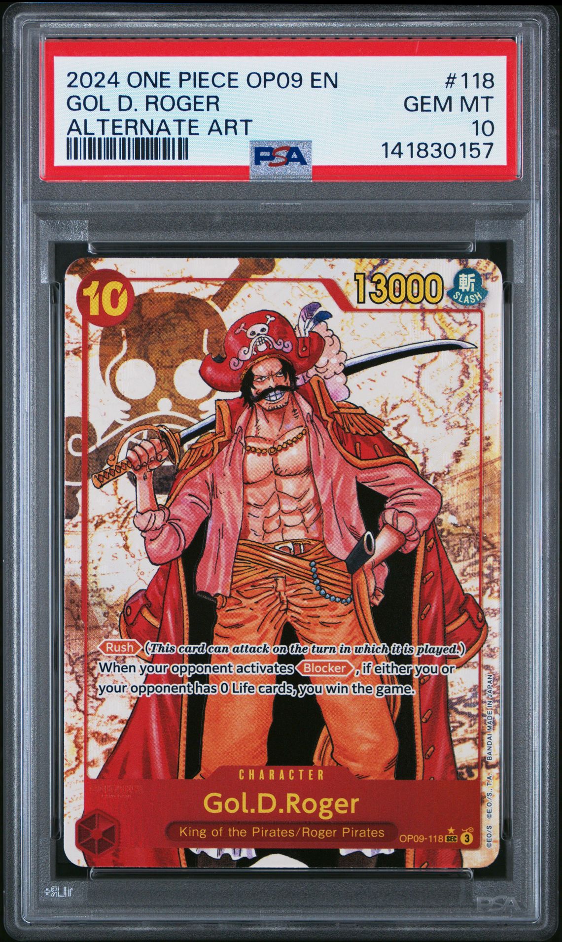 2024 One Piece Op09-Emperors In The New World Gol D. Roger #118 (Alternate Art) Gem Mt 10 front