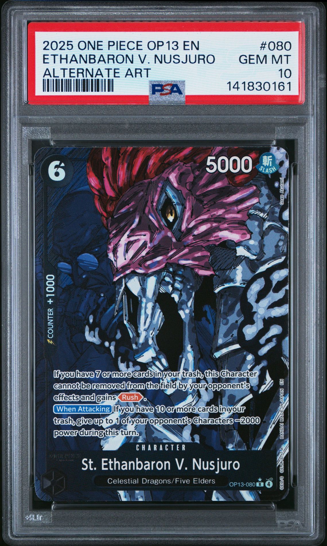 2025 One Piece Op13-Carrying On His Will Ethanbaron V. Nusjuro #080 (Alternate Art) Gem Mt 10 front