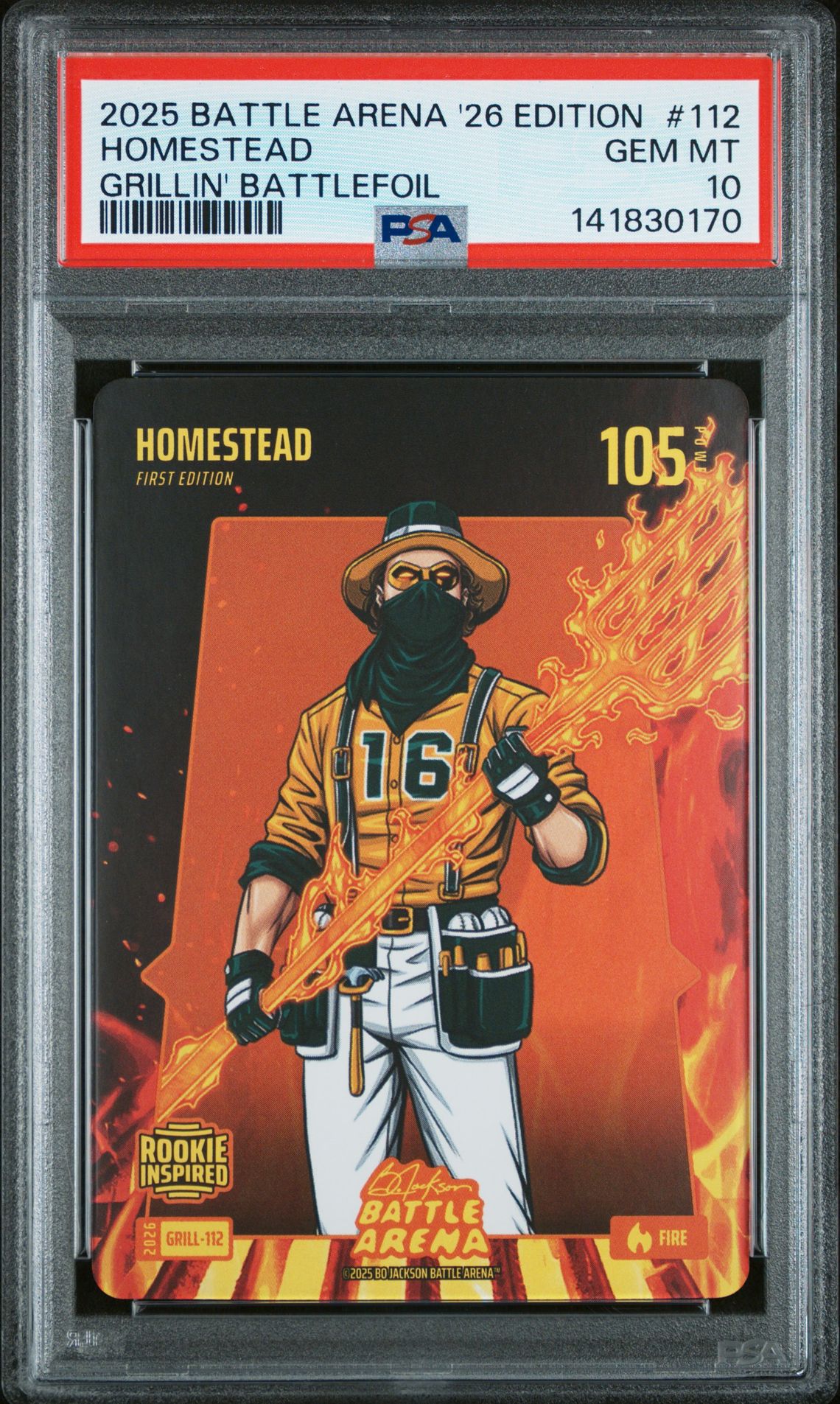 2025 Bo Jackson Battle Arena 2026 Edition Grillin' Battlefoil Homestead #112 Gem Mt 10 front