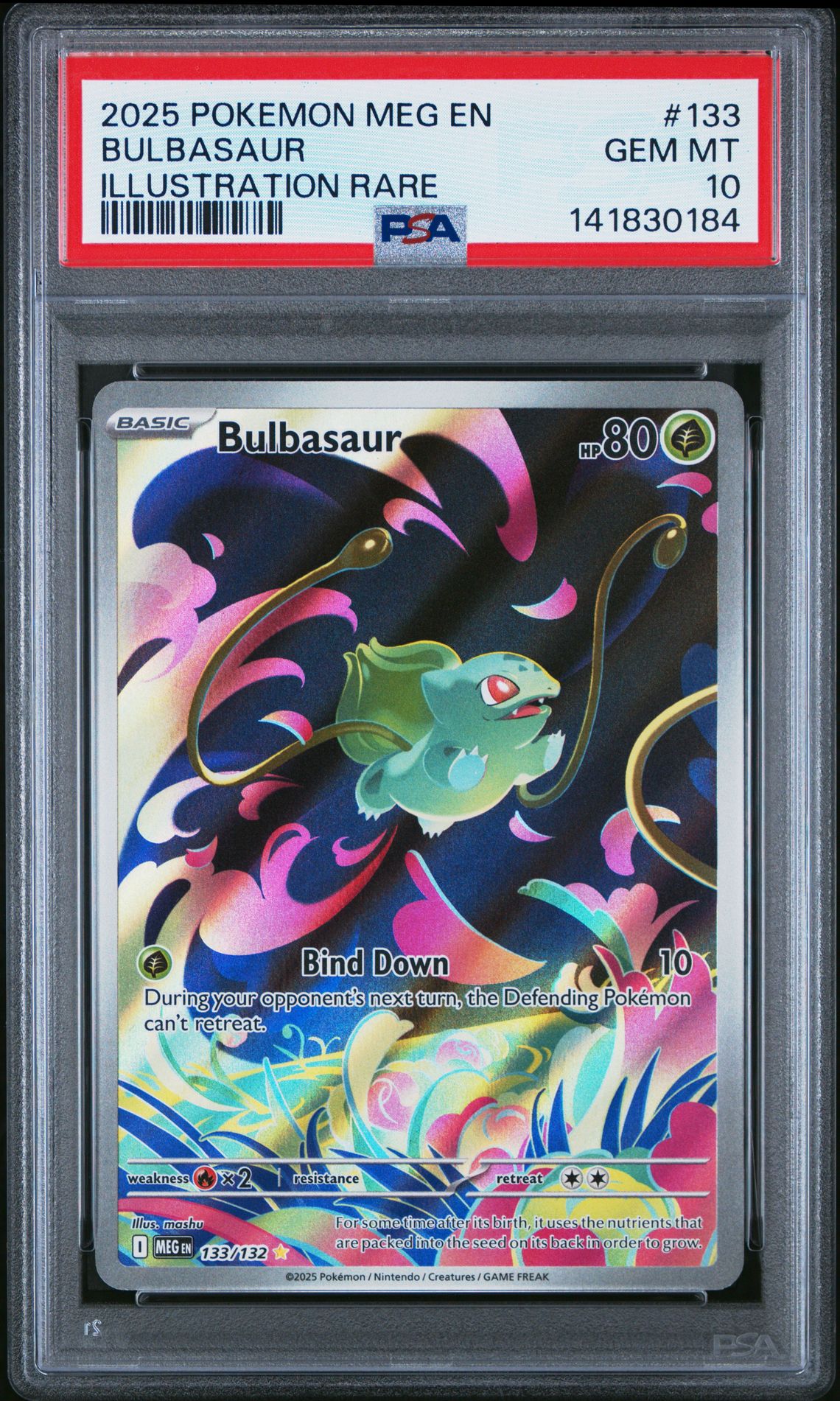 2025 Pokemon Meg En-Mega Evolution Bulbasaur #133 (Illustration Rare) Gem Mt 10 front