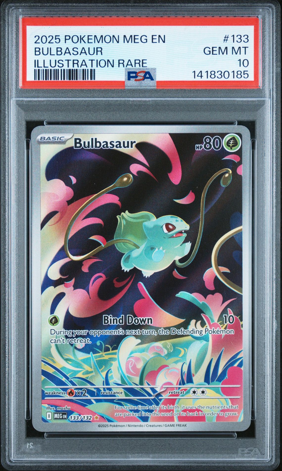 2025 Pokemon Meg En-Mega Evolution Bulbasaur #133 (Illustration Rare) Gem Mt 10 front