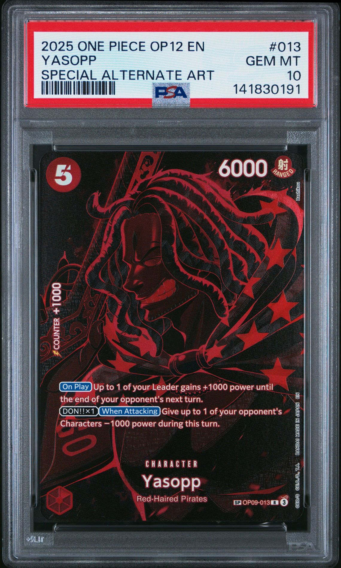 2025 One Piece Op12-Legacy Of The Master Yasopp #013 (Special Alternate Art) Gem Mt 10 front