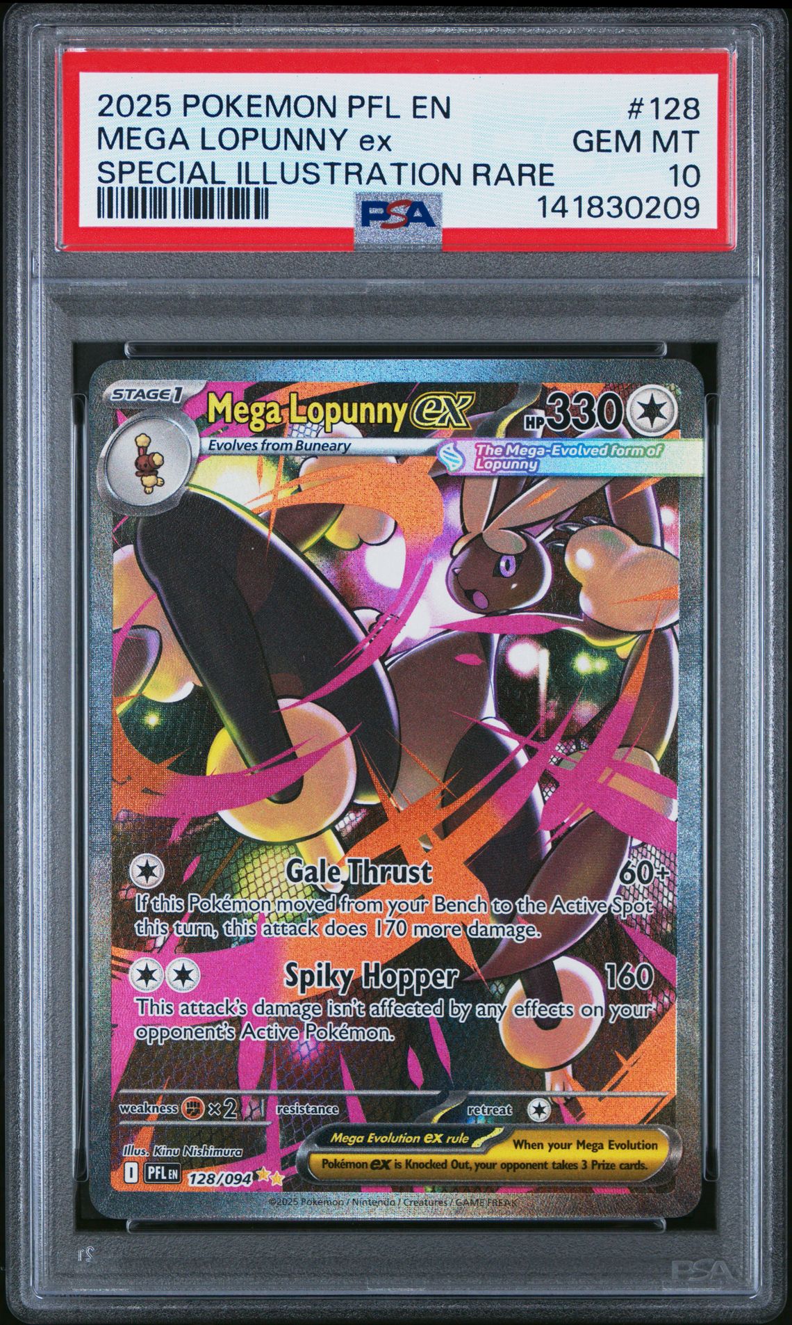 2025 Pokemon Pfl En-Phantasmal Flames Mega Lopunny Ex #128 (Special Illustration Rare) Gem Mt 10 front