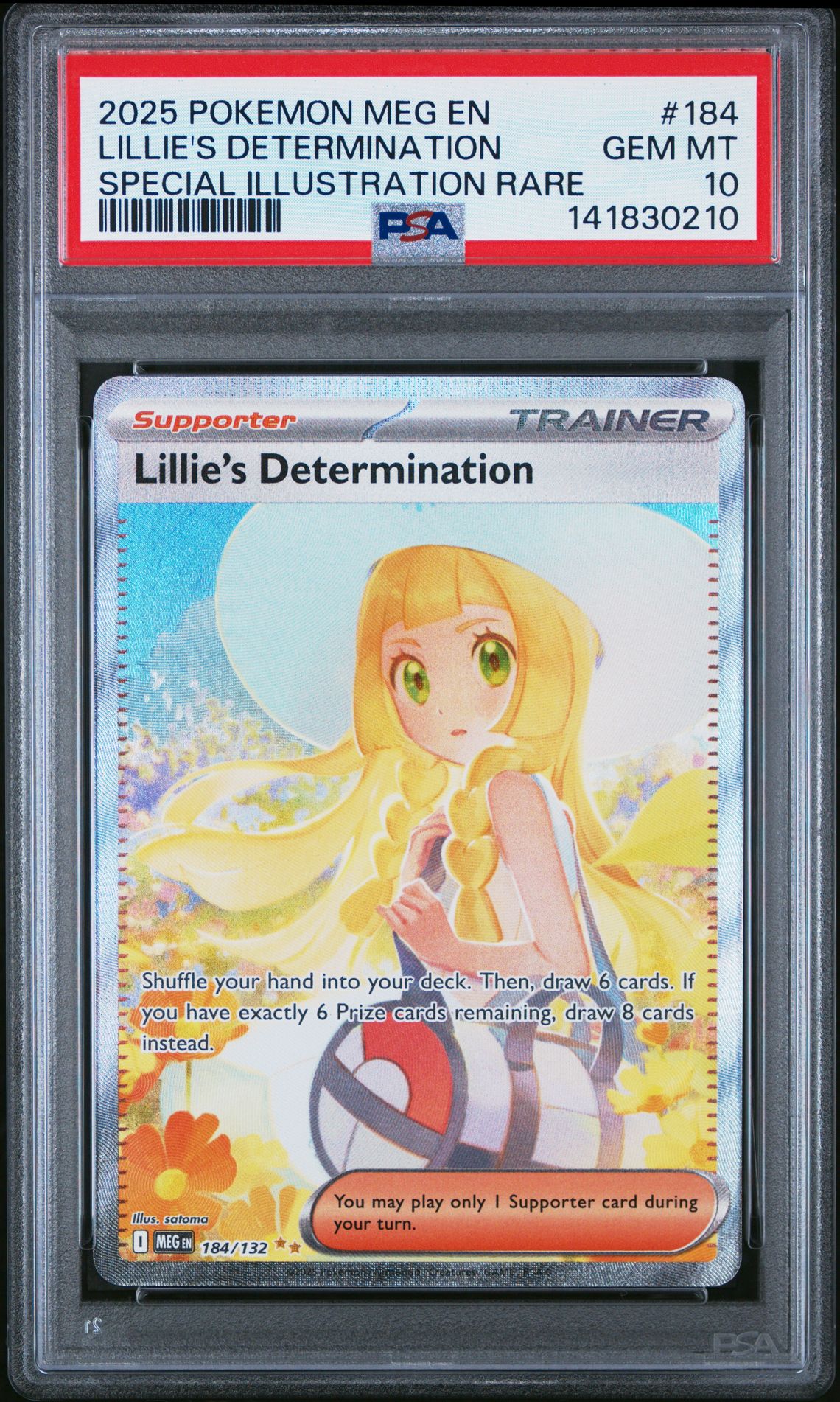 2025 Pokemon Meg En-Mega Evolution Lillie's Determination #184 (Special Illustration Rare) Gem Mt 10 front