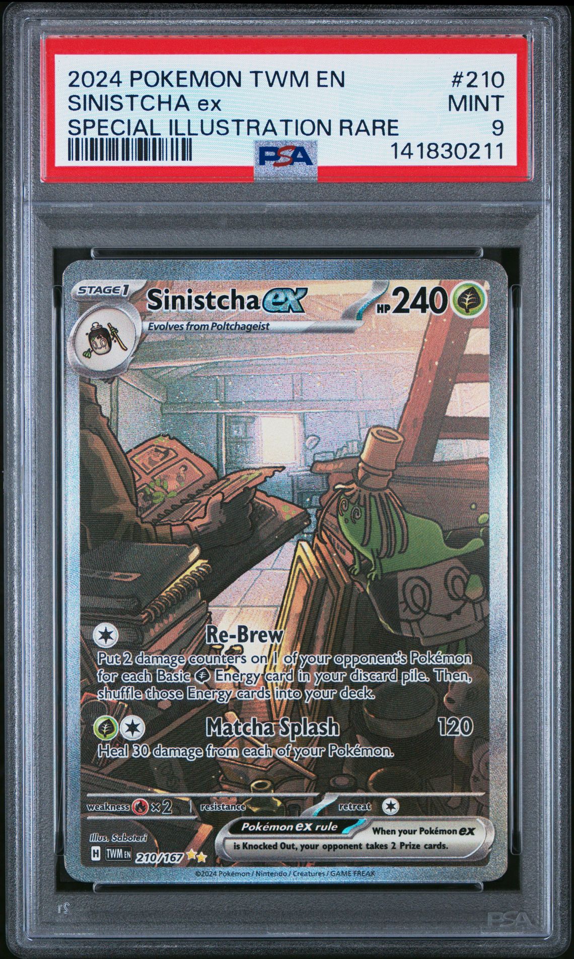 2024 Pokemon Twm En-Twilight Masquerade Sinistcha Ex #210 (Special Illustration Rare) Mint 9 front