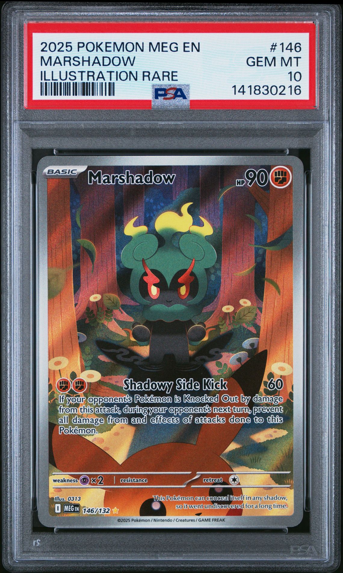 2025 Pokemon Meg En-Mega Evolution Marshadow #146 (Illustration Rare) Gem Mt 10 front