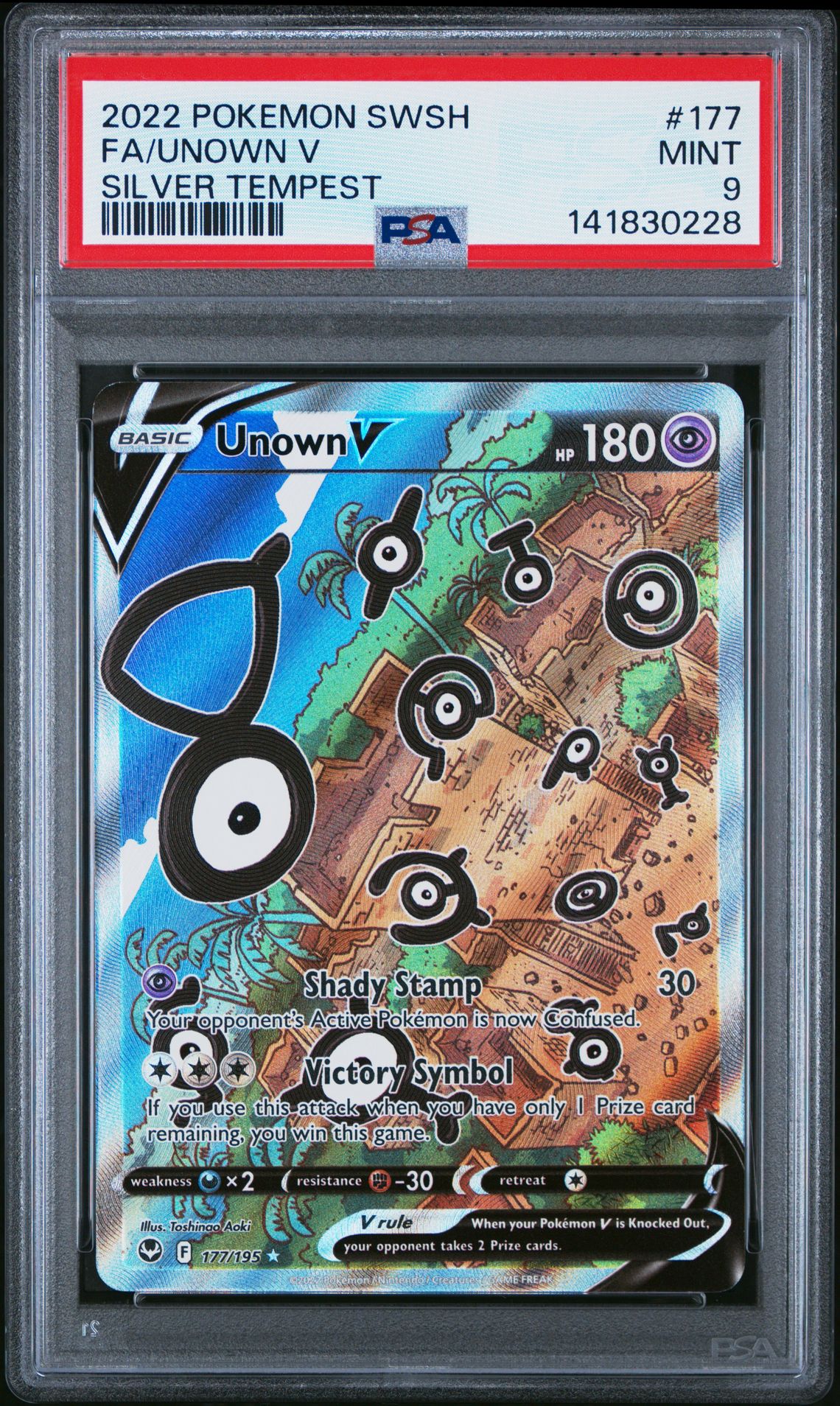 2022 Pokemon Sword & Shield Silver Tempest Fa/Unown V #177 (Silver Tempest) Mint 9 front