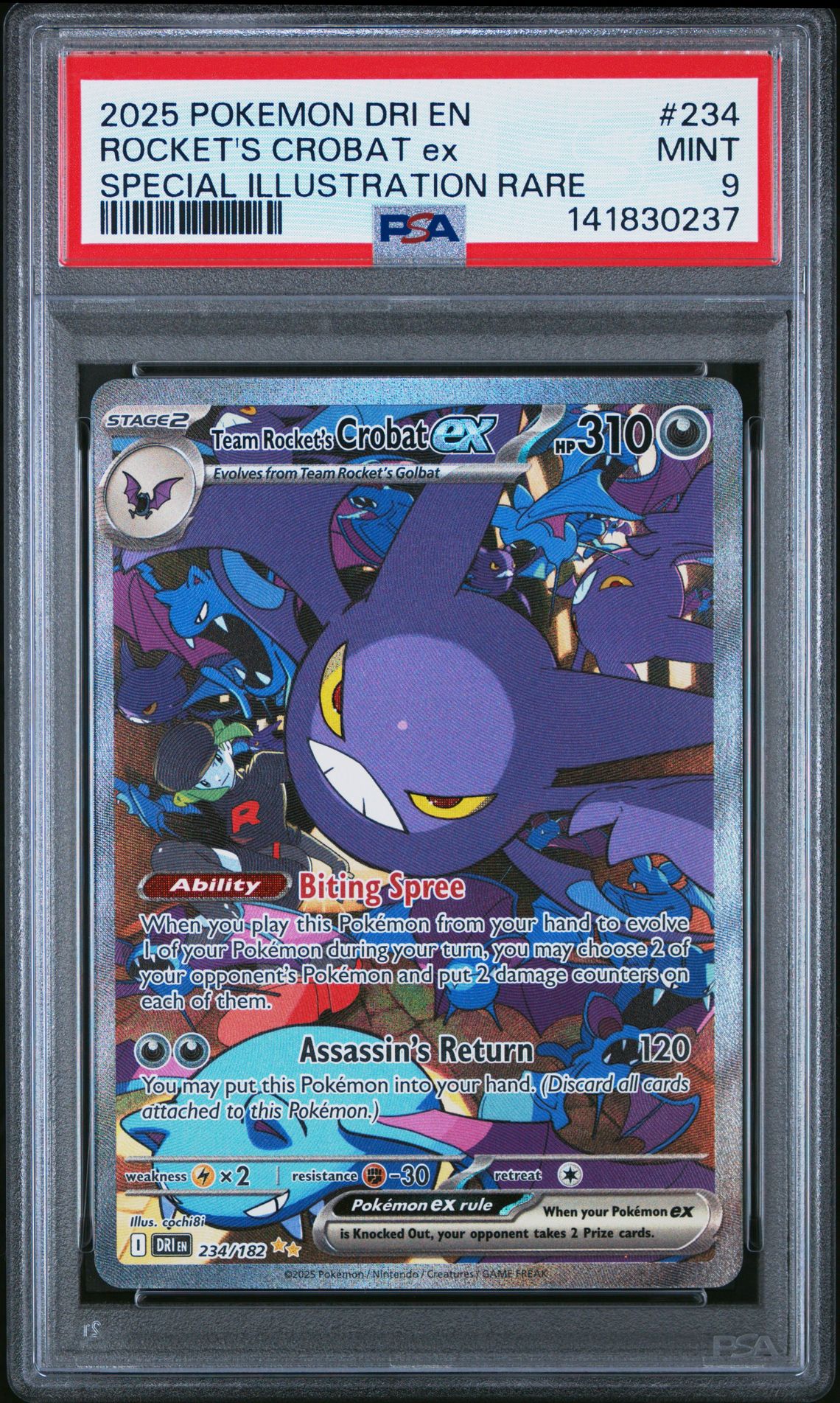 2025 Pokemon Dri En-Destined Rivals Rocket's Crobat Ex #234 (Special Illustration Rare) Mint 9 front