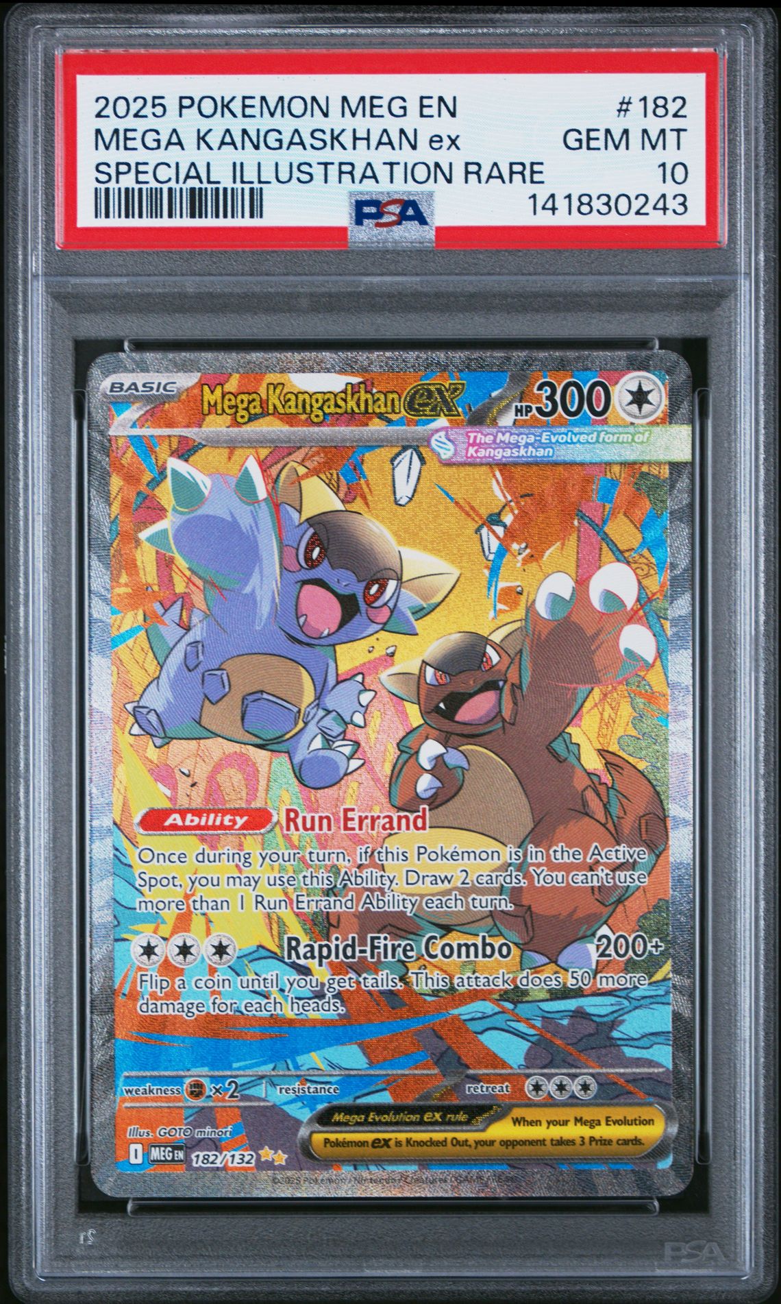 2025 Pokemon Meg En-Mega Evolution Mega Kangaskhan Ex #182 (Special Illustration Rare) Gem Mt 10 front