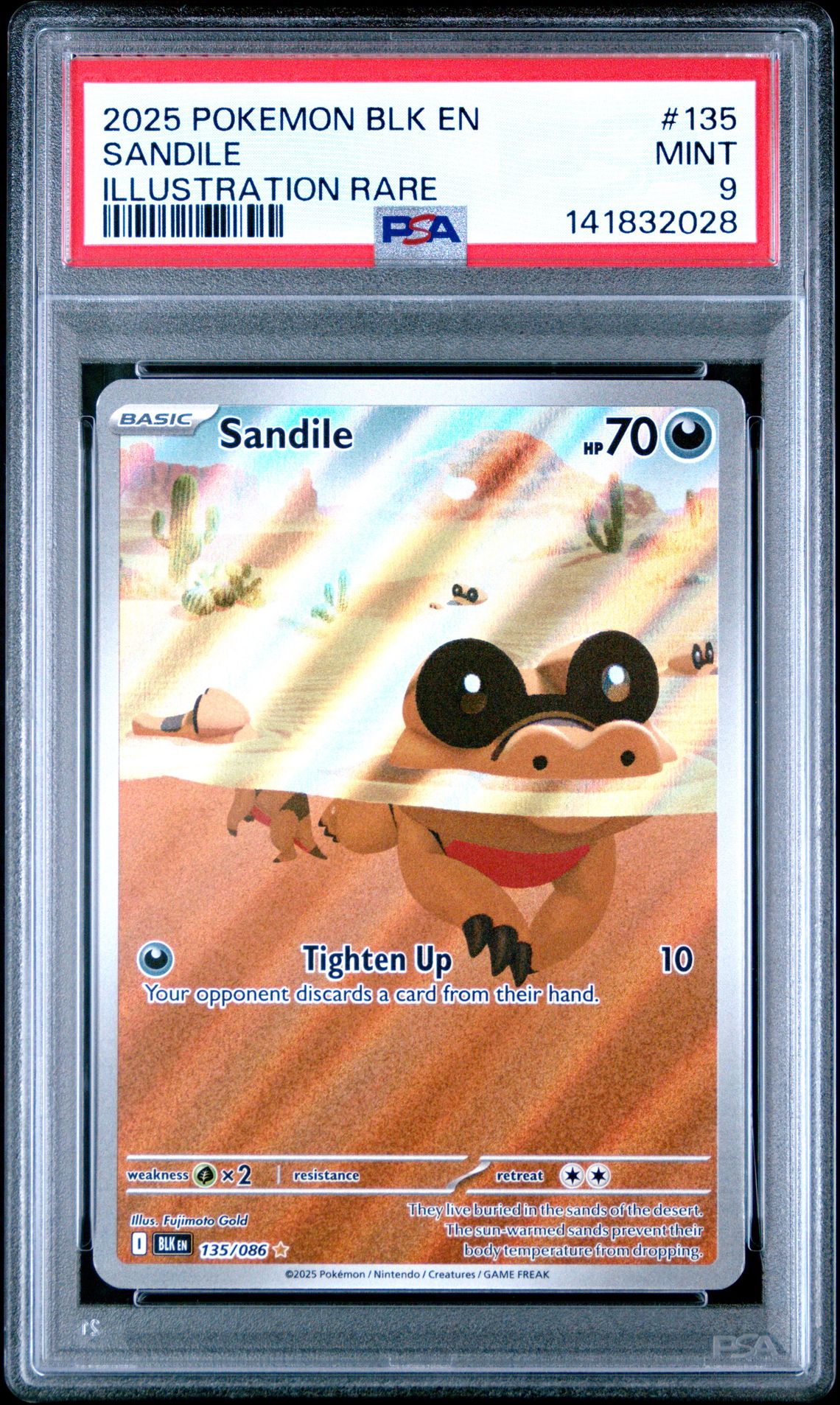 2025 Pokemon Blk En-Black Bolt Sandile #135 (Illustration Rare) Mint 9 front