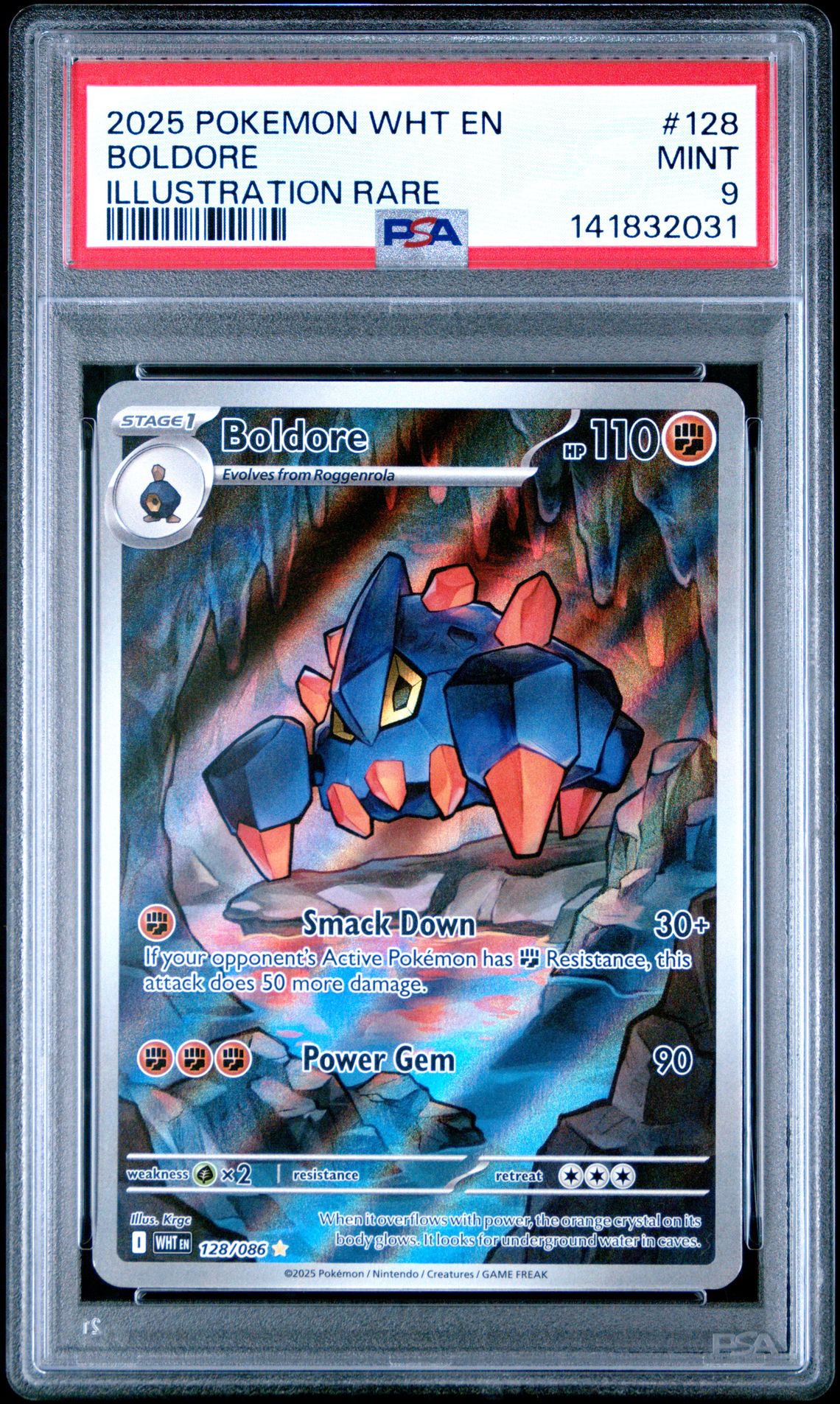 2025 Pokemon Wht En-White Flare Boldore #128 (Illustration Rare) Mint 9 front