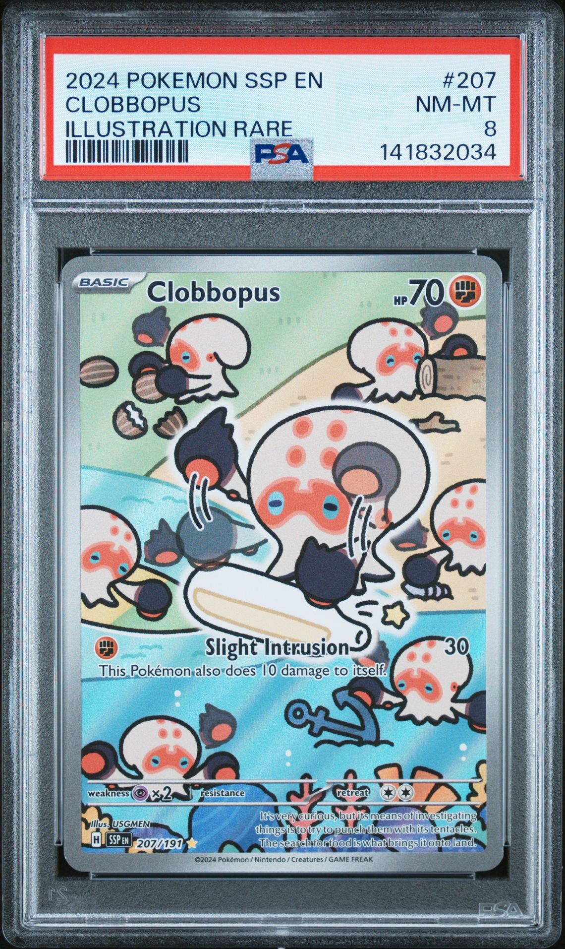 2024 Pokemon Ssp En-Surging Sparks Clobbopus #207 (Illustration Rare) Nm-Mt 8 front