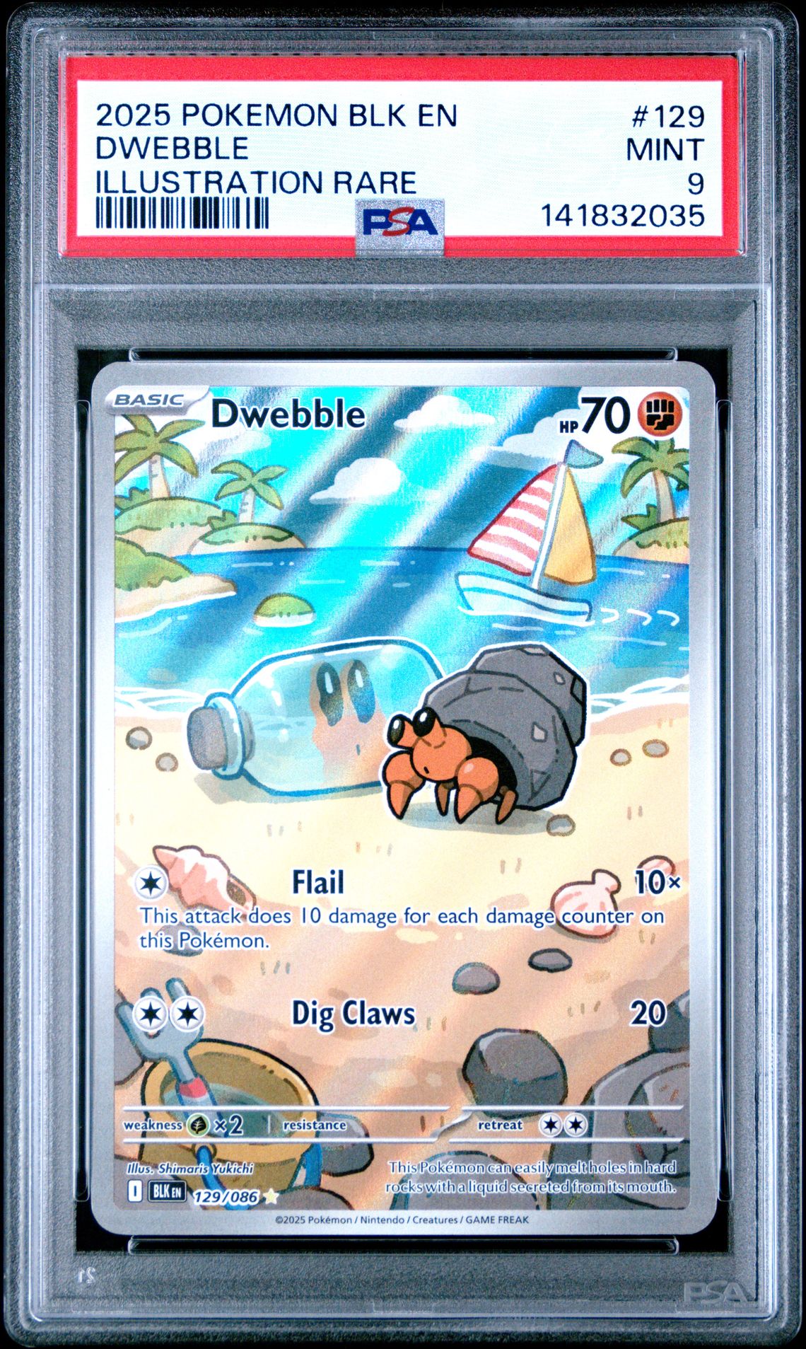 2025 Pokemon Blk En-Black Bolt Dwebble #129 (Illustration Rare) Mint 9 front