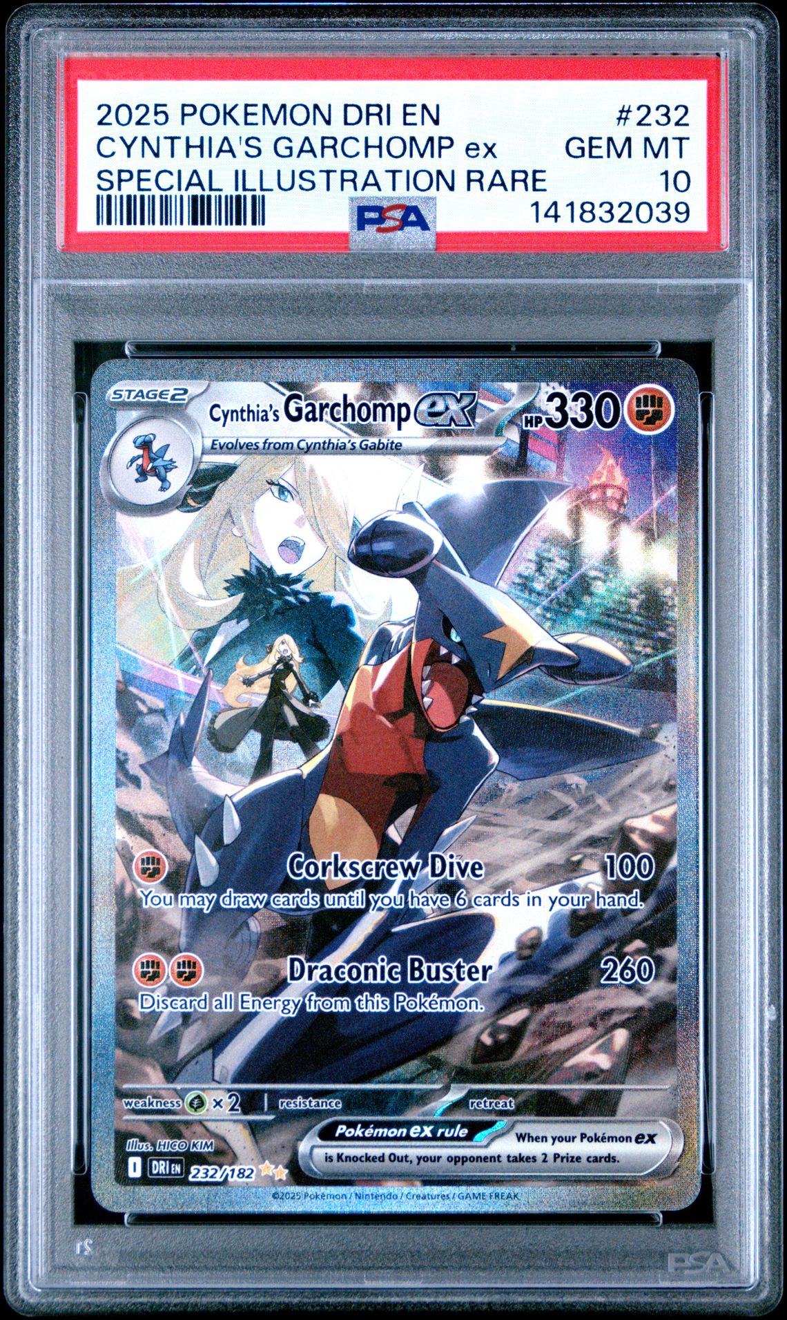 2025 Pokemon Dri En-Destined Rivals Cynthia's Garchomp Ex #232 (Special Illustration Rare) Gem Mt 10 front