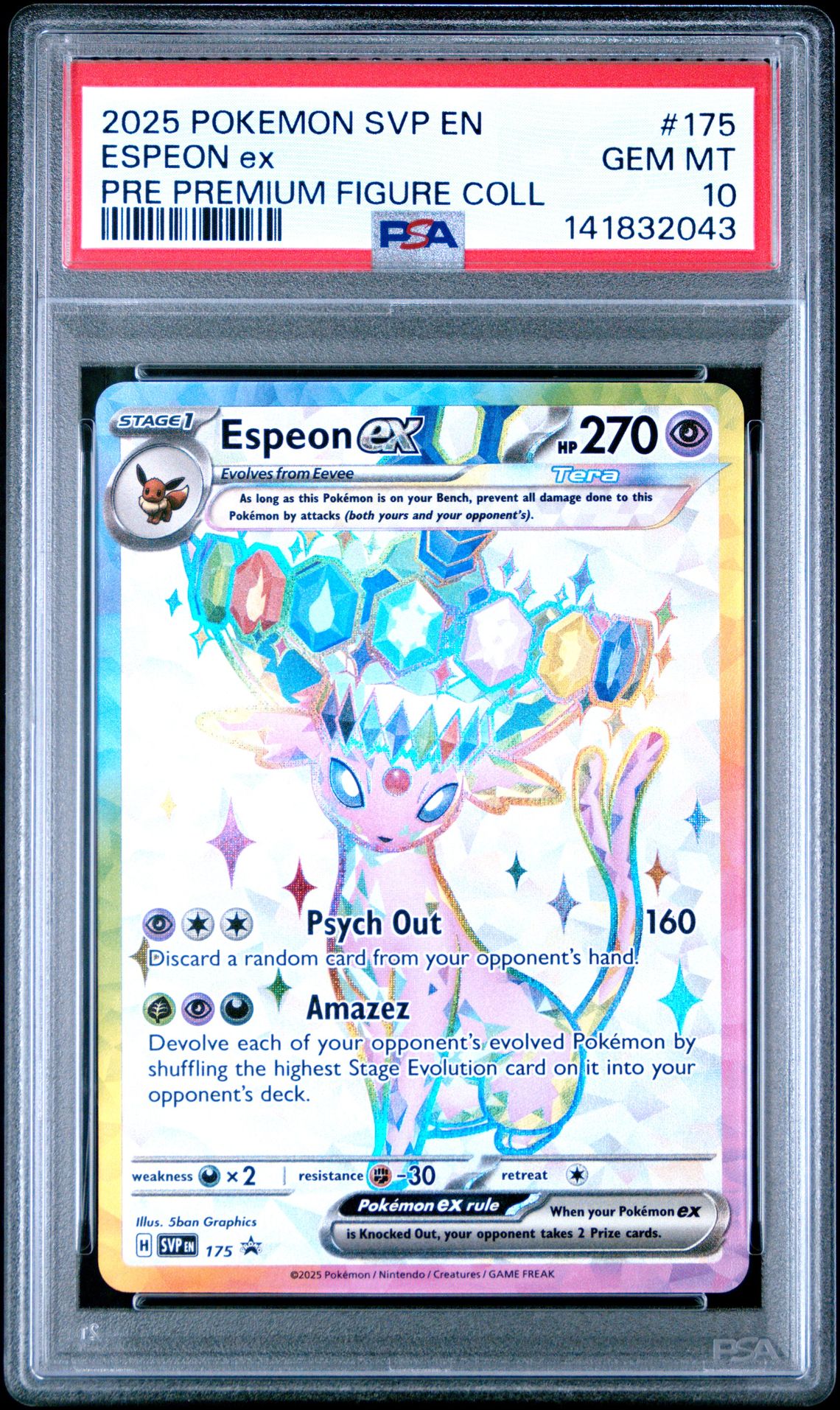 2025 Pokemon Svp En-Sv Black Star Promo Espeon Ex #175 (Pre Premium Figure Coll) Gem Mt 10 front