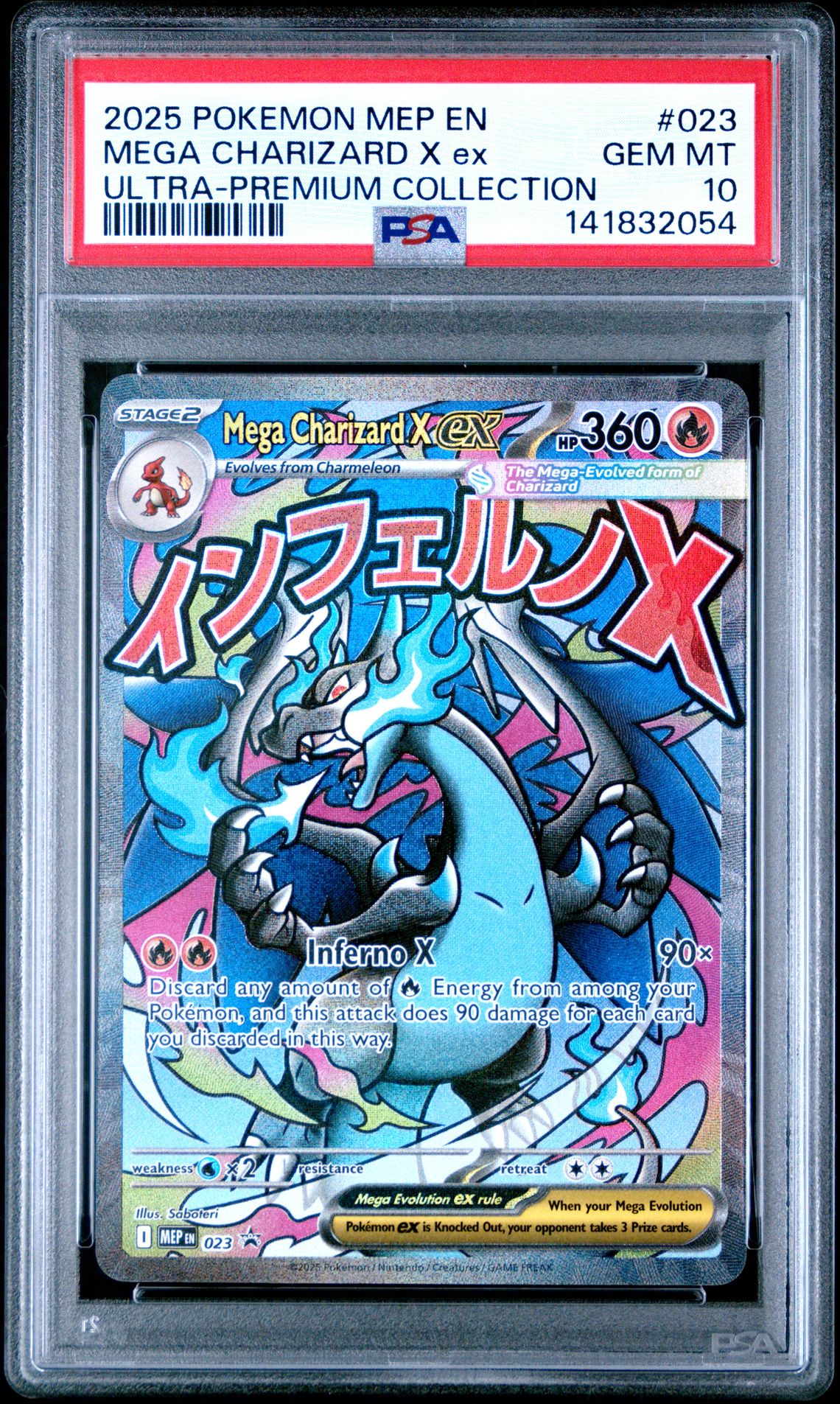 2025 Pokemon Mep En-Me Black Star Promo Mega Charizard X Ex #023 (Ultra-Premium Collection) Gem Mt 10 front