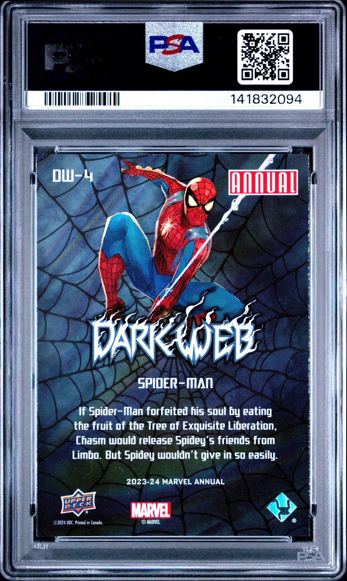 2023-2024 Upper Deck Marvel Annual Dark Web Spider-Man #Dw4 Nm-Mt 8 back