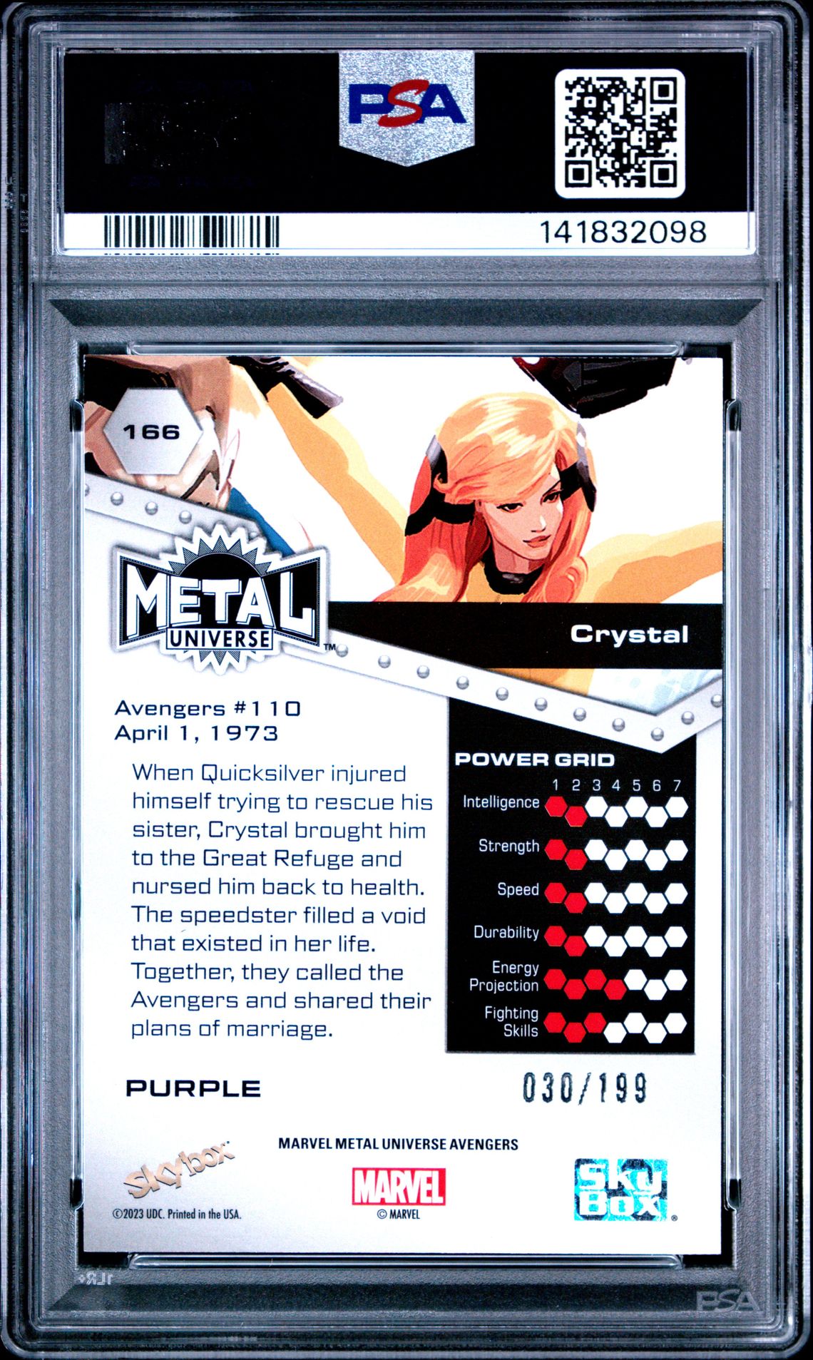 2024 Skybox Metal Universe Avengers Crystal #166 (Purple Fx) Nm 7 back
