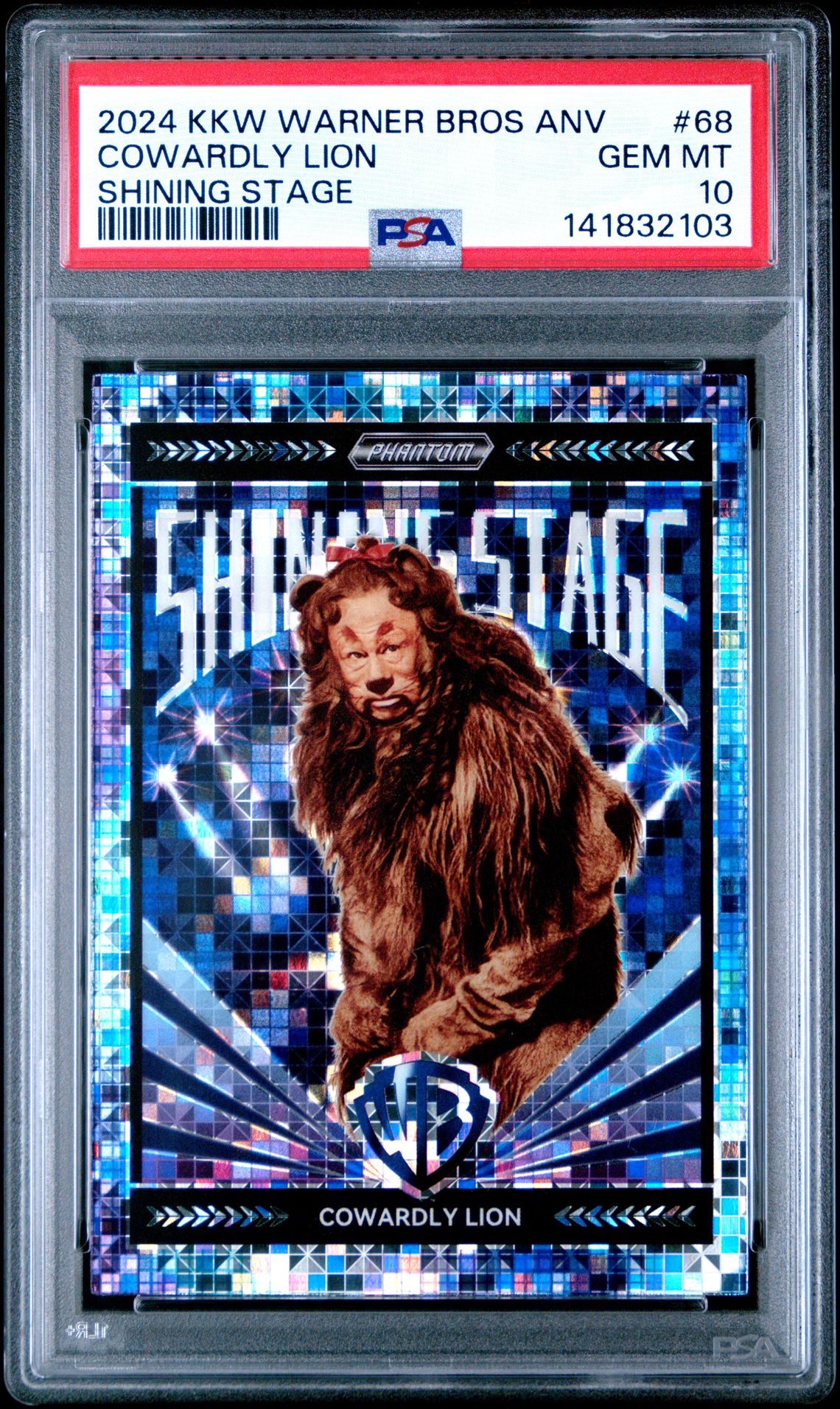 2024 Kakawow Phantom Warner Bros. 100Th Anniversary Shining Stage Cowardly Lion #68 Gem Mt 10 front