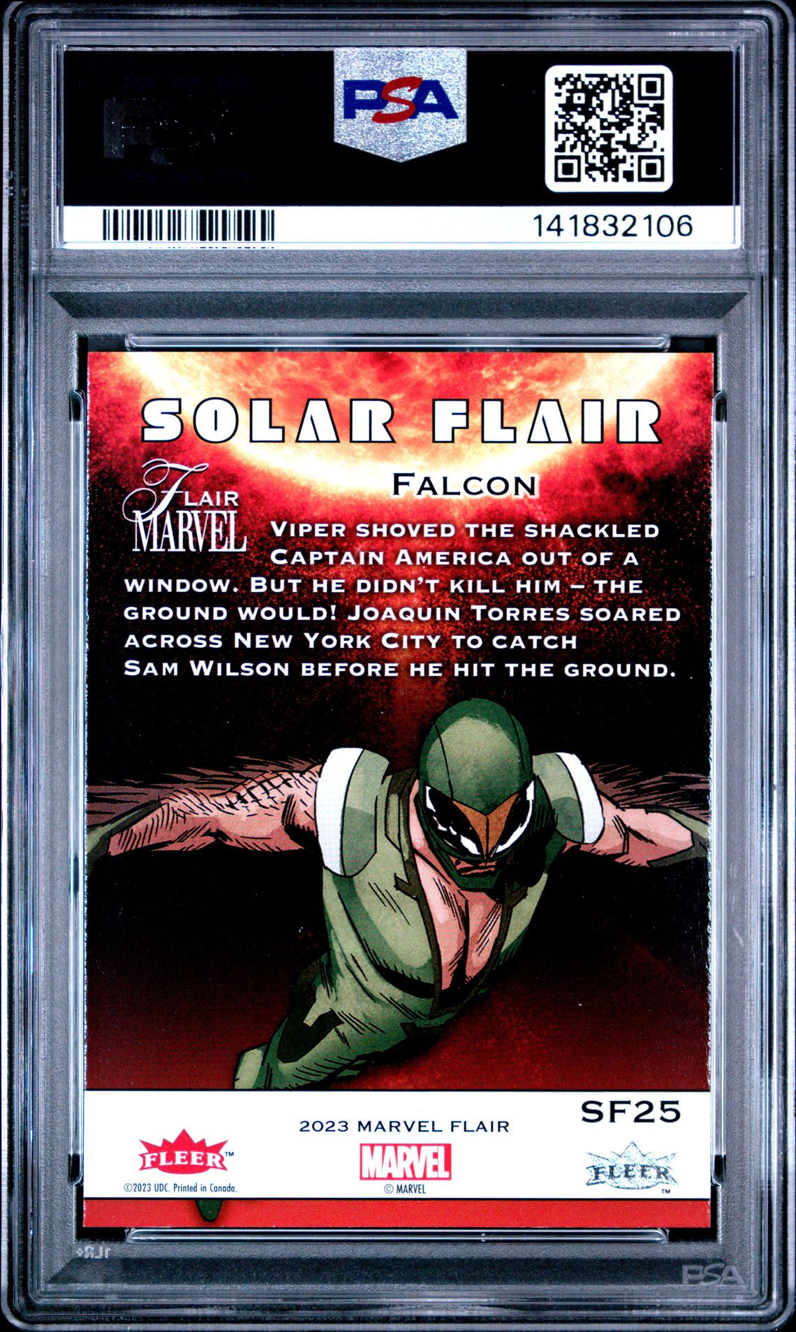 2024 Upper Deck Flair Marvel Solar Flair Falcon #Sf25 Mint 9 back